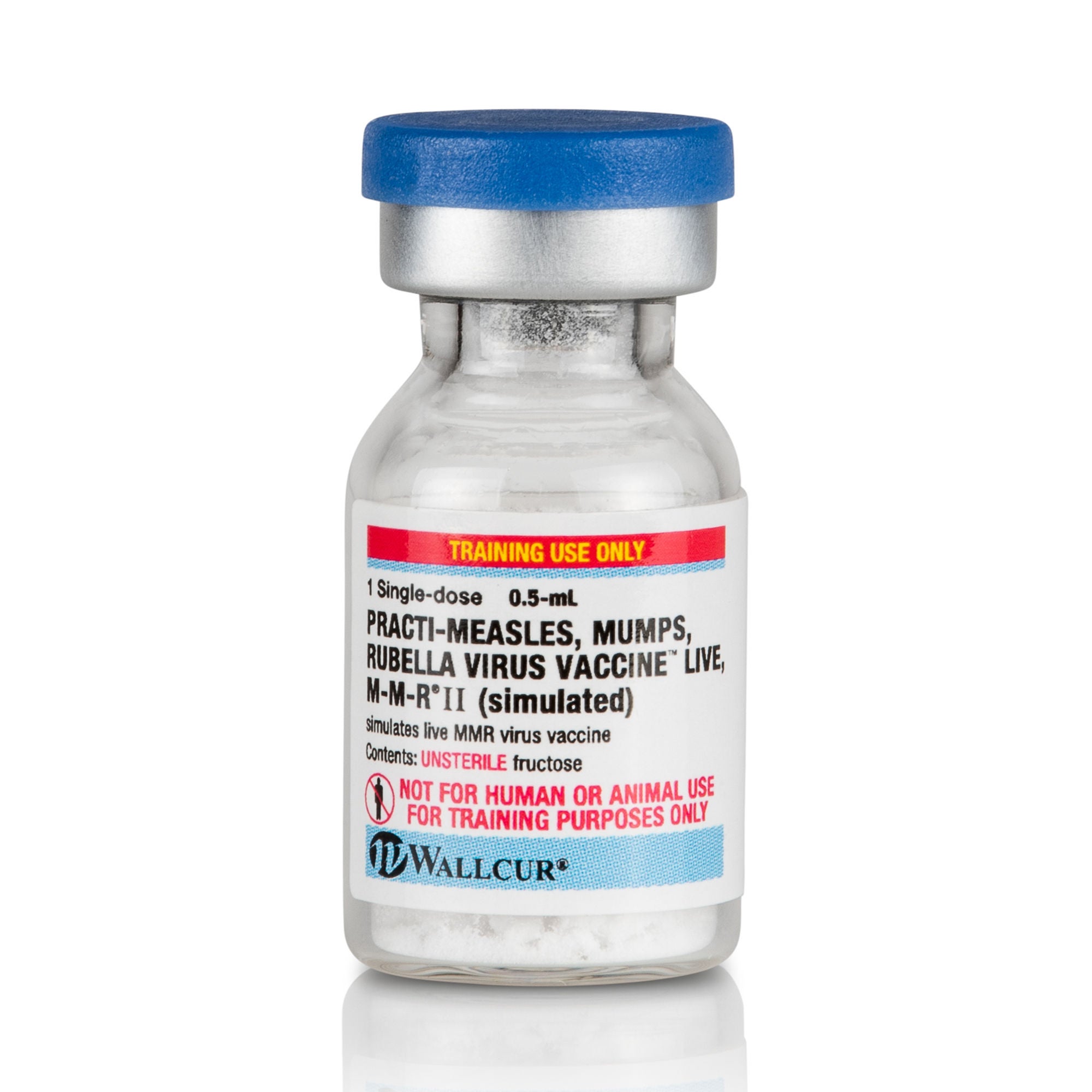 Wallcur - 461MR Clinical Training Medication Practi-Measles Mumps Rubella Vaccine (MMR)™ White, Reconstitution Powder / Liquid Vial 0.5 mL / 0.7 mL