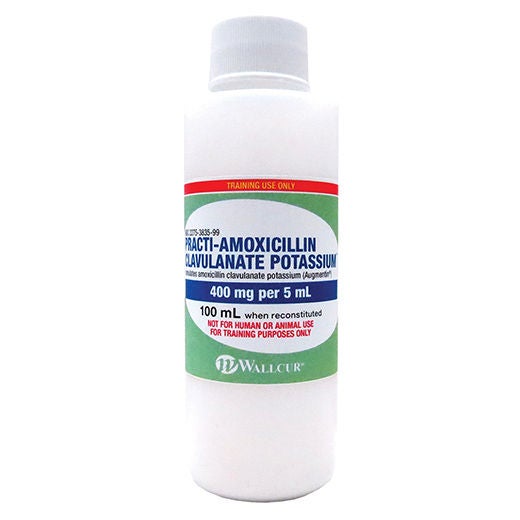 Wallcur - 651AX Clinical Training Medication Practi-Amoxicillin Clavulanate™ Reconstiuted Powder Bottle 100 mL