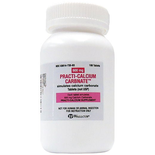 Wallcur - 675CC Clinical Training Medication Practi-Calcium Carbonate™ Oral Med Tablet Bottle 600 mg per Tablet
