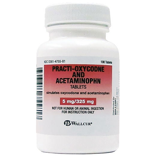 Wallcur - 679XA Clinical Training Medication Practi-Oxycodone Acetaminophen™ 5 mg/ 325 mg Oral Med Tablet Bottle 5 mg/325 mg per Tablet