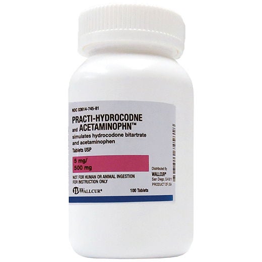 Wallcur - 680HA Clinical Training Medication Practi-Hydrocodone and Acetaminophen™ 5 mg/500 mg Oral Med Tablet Bottle 5 mg/500 mg per Tablet