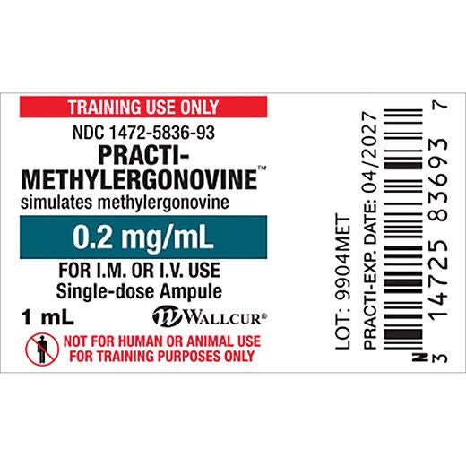 Wallcur - 9904MET Training Medication Peel-N-Stick Labels Practi-Methylergonovine™ For Wallcur's Practi-1 mL Mini Ampules™