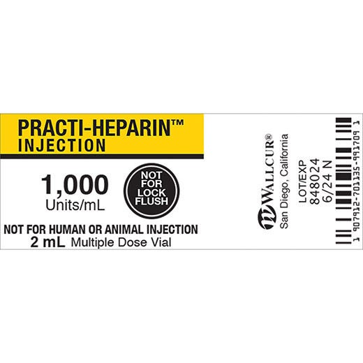Wallcur - 9913HMV Training Medication Peel-N-Stick Labels Practi-Heparin 1,000™ For Wallcur's Practi-2 mL Mini Vials™