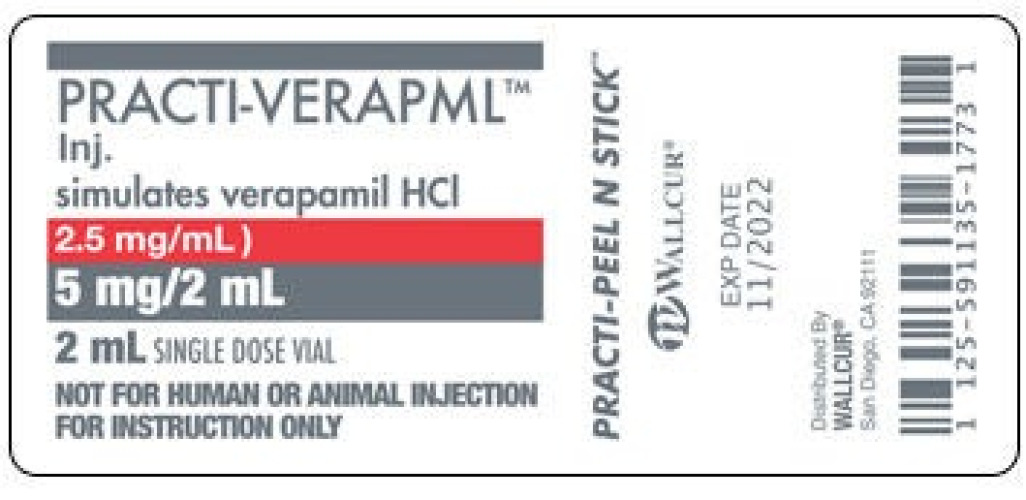 Wallcur - 9916VML Training Medication Peel-N-Stick Labels Practi-Verapamil HCI™ For Wallcur's Practi-2 mL Mini Vials™