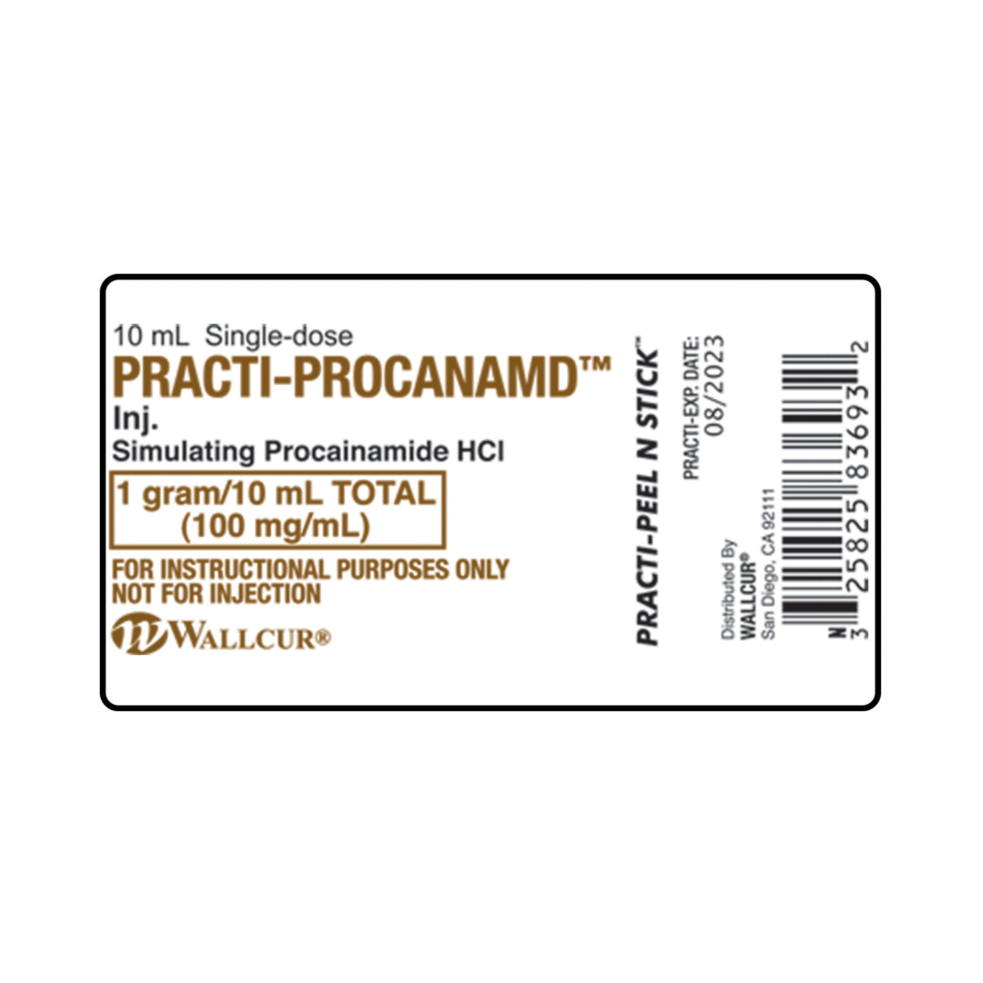 Wallcur - 9927PCN Training Medication Peel-N-Stick Labels Practi-Procainamide™ For Wallcur's Practi-10 mL Vials™