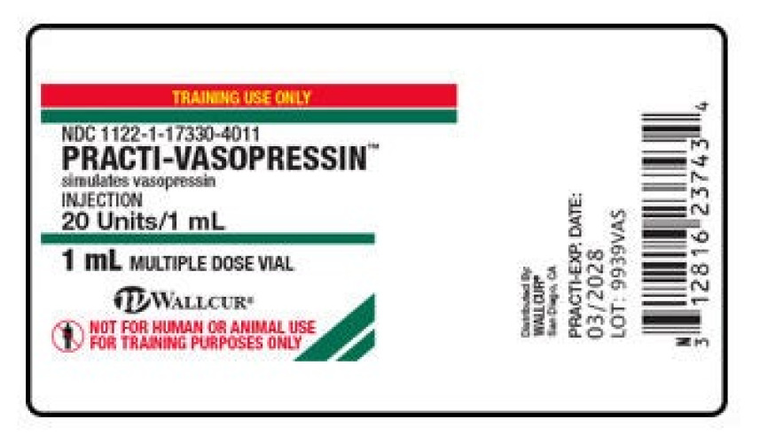 Wallcur - 9939VAS Training Medication Peel-N-Stick Labels Practi-Vasopressin™ For Wallcur's Practi-1 mL Mini Vials™