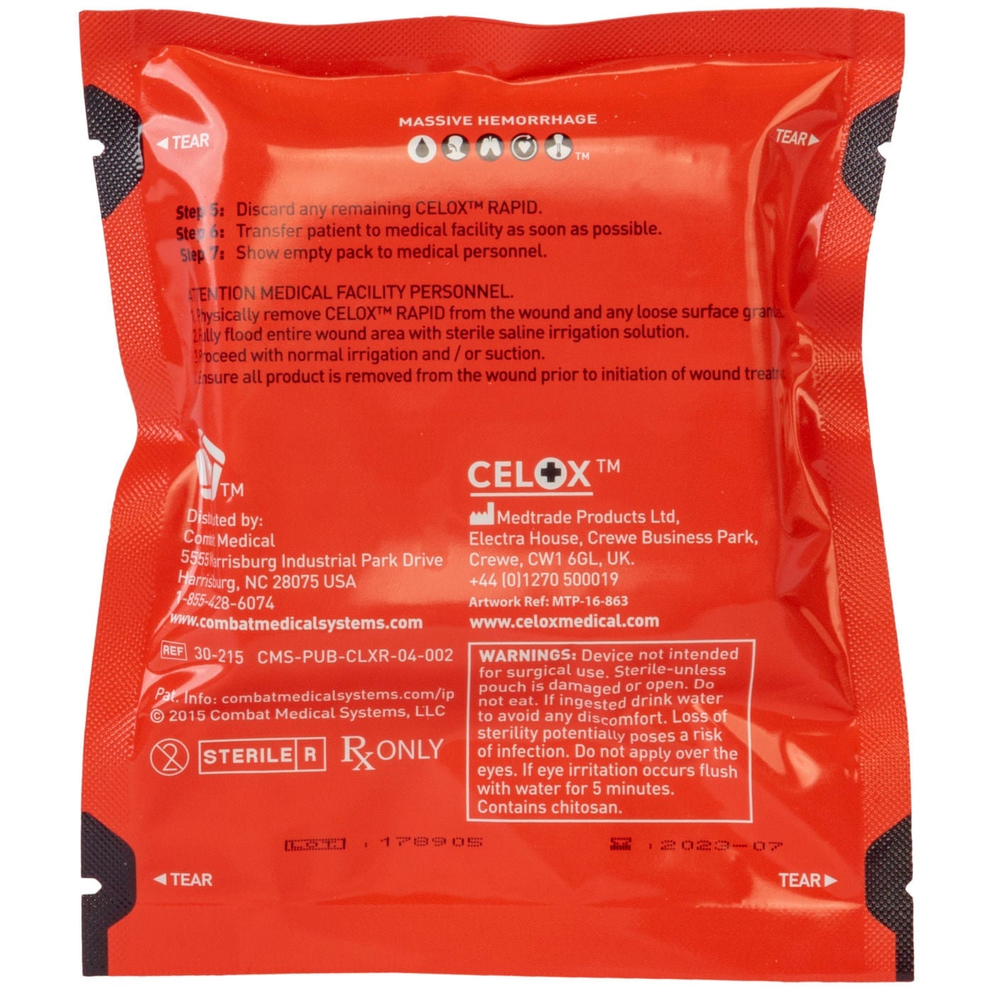 North American Rescue - 30-0069 Hemostatic Dressing Celox™ Rapid Sterile