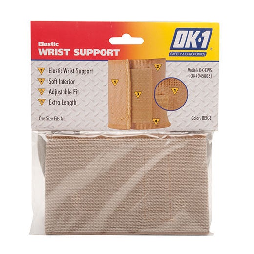 Occunomix International - OK-EWS Wrist Support Wraparound / Wristlet Elastic Left or Right Hand Beige One Size Fits Most