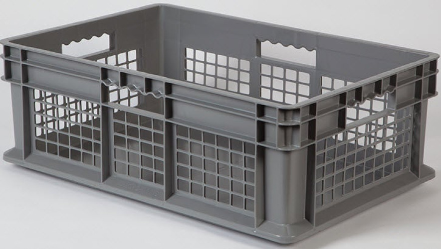 Health Care Logistics - 1661G Storage Crate Gray Polyethylene 8-1/4 X 15-3/4 X 23-3/4 Inch