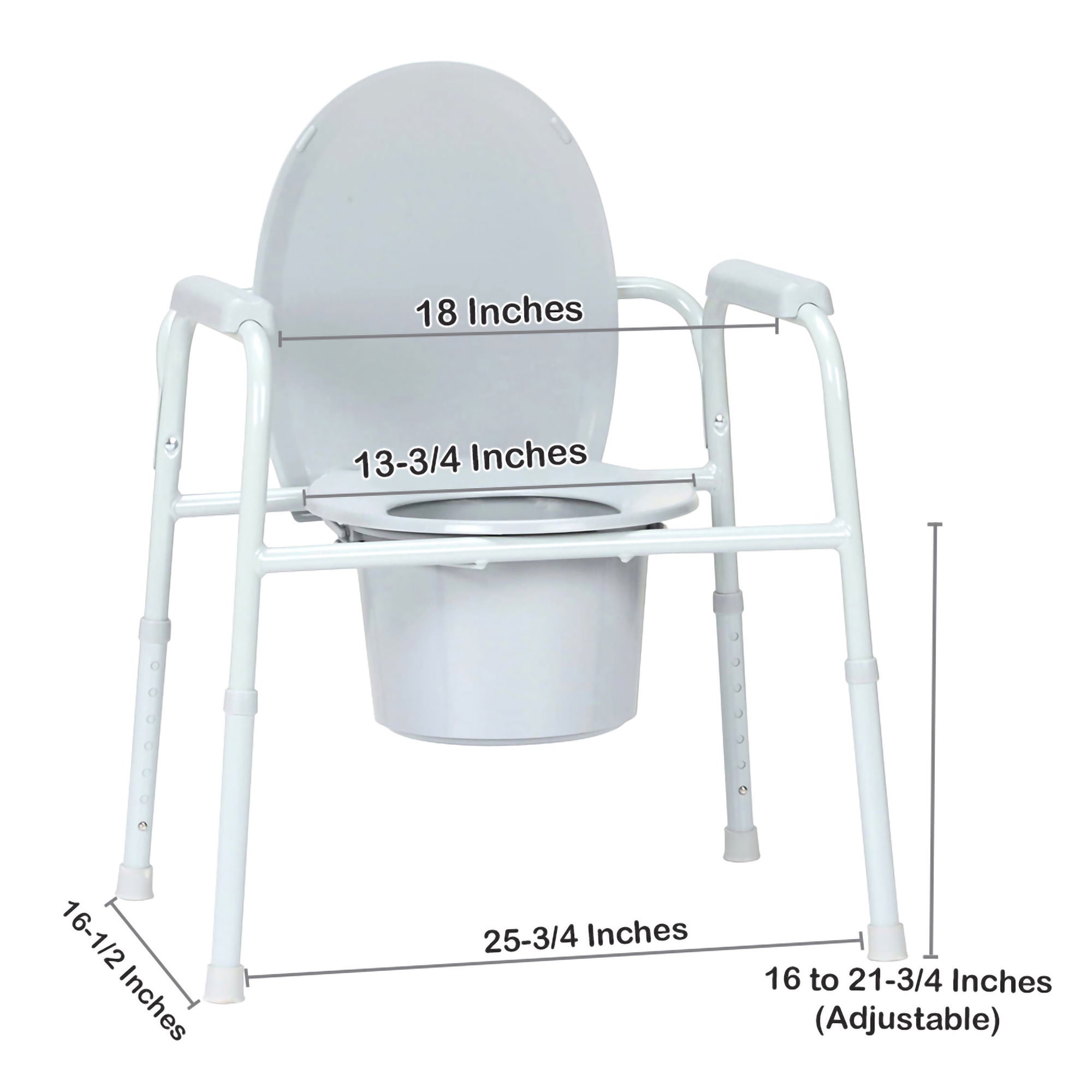 McKesson Brand - 146-11105N-4 3-in-1 Commode Chair McKesson Fixed Arms Steel Frame Back Bar 13-3/4 Inch Seat Width 350 lbs. Weight Capacity
