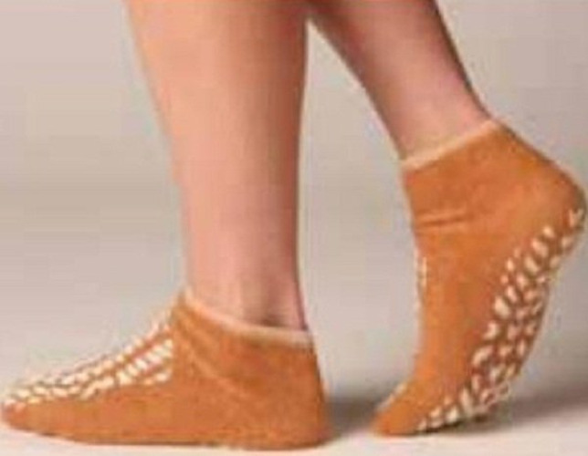 The Pillow Factory Division 46012-LAR - Terry Treads® Slipper Socks, Large, Beige - 48/Case