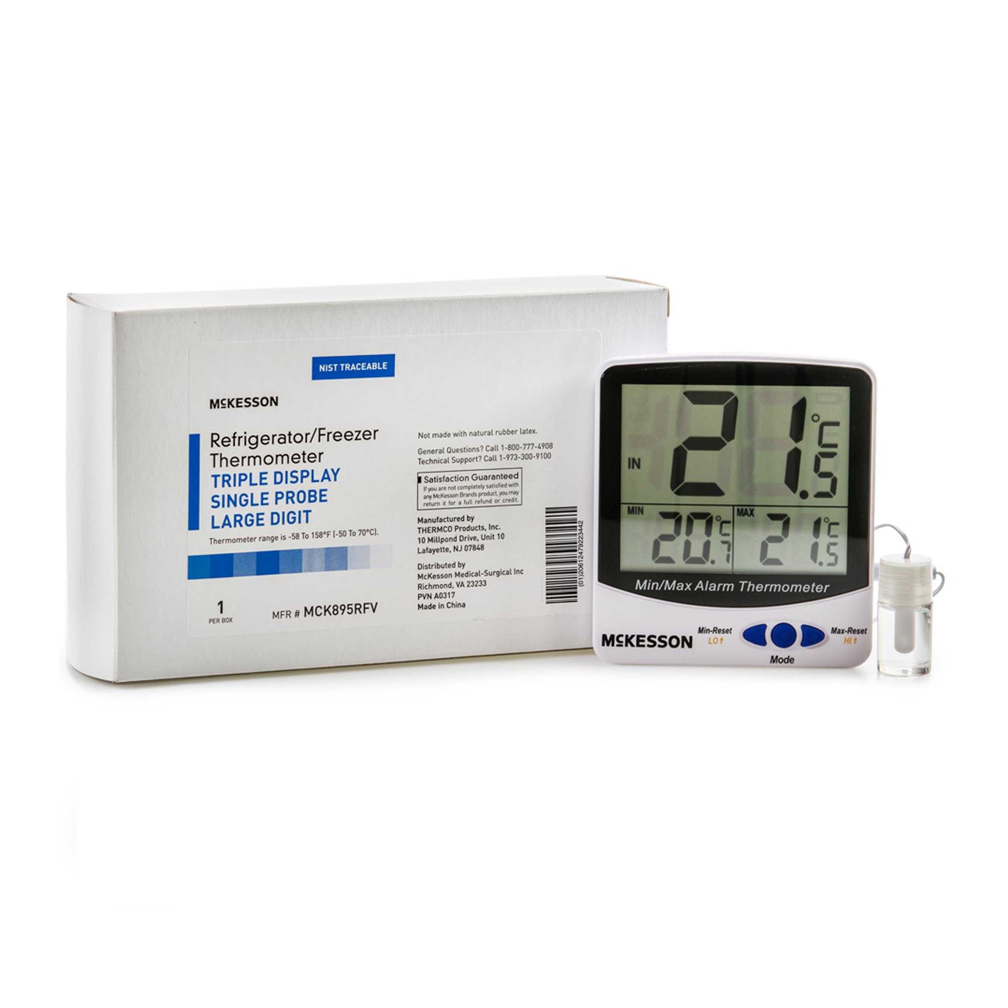McKesson Brand MCK895RFV - McKesson Refrigerator / Freezer Thermometer, Digital Display, -58° to +158° F - 1/Each