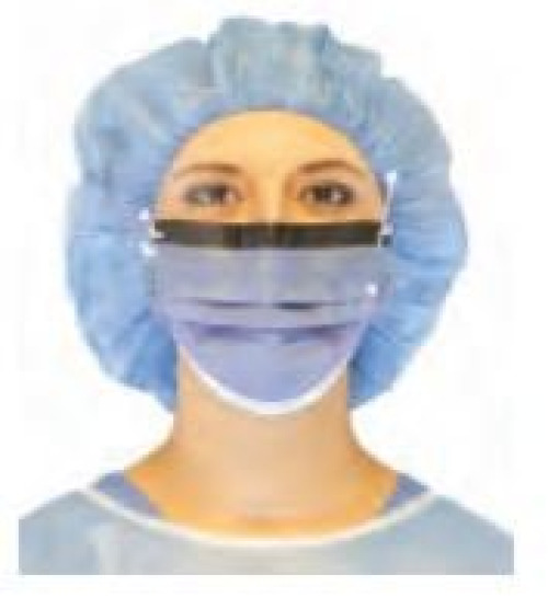 Prestige Ameritech - 2451 Procedure Mask with Eye Shield PremierPro™ Anti-fog Foam ASTM Level 3 Earloops One Size Fits Most