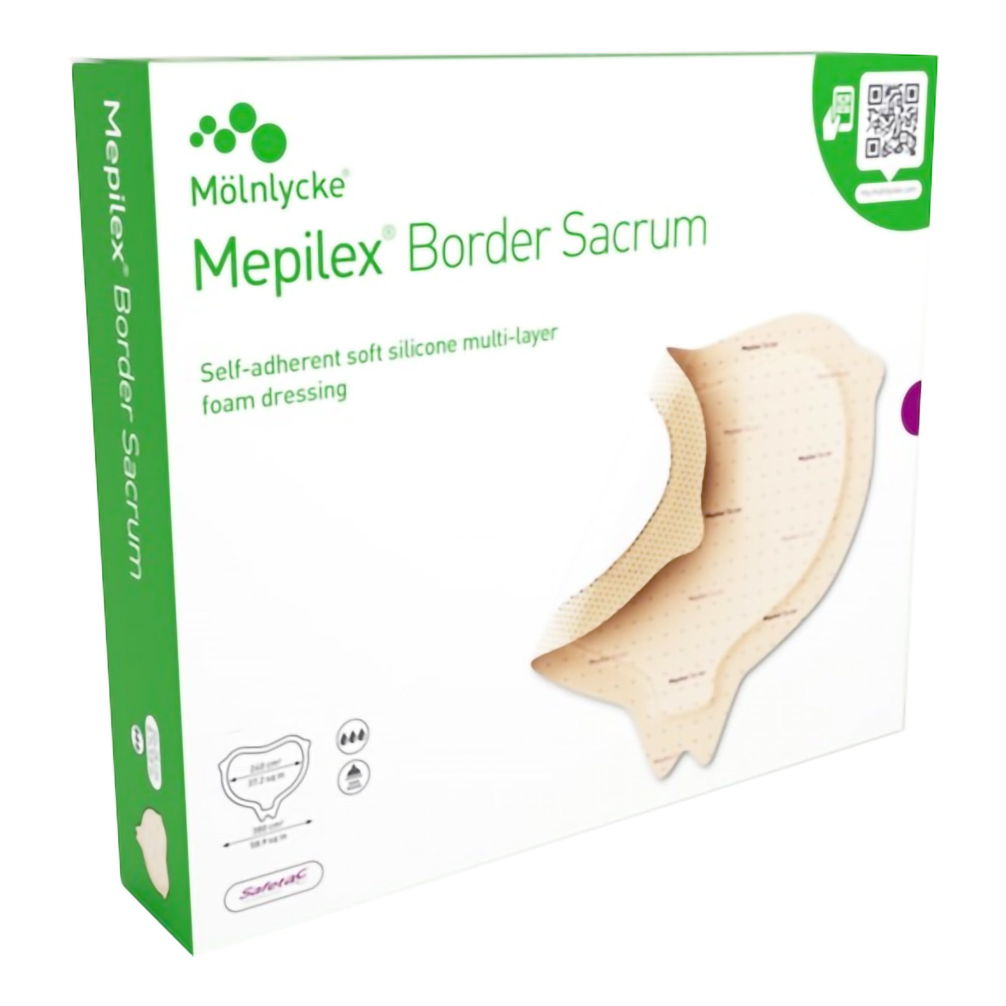 Molnlycke 282455 - Mepilex® Border Sacrum Foam Dressing, 22 x 25 Centimeter - 1/Each, 10/Box, 40/Case