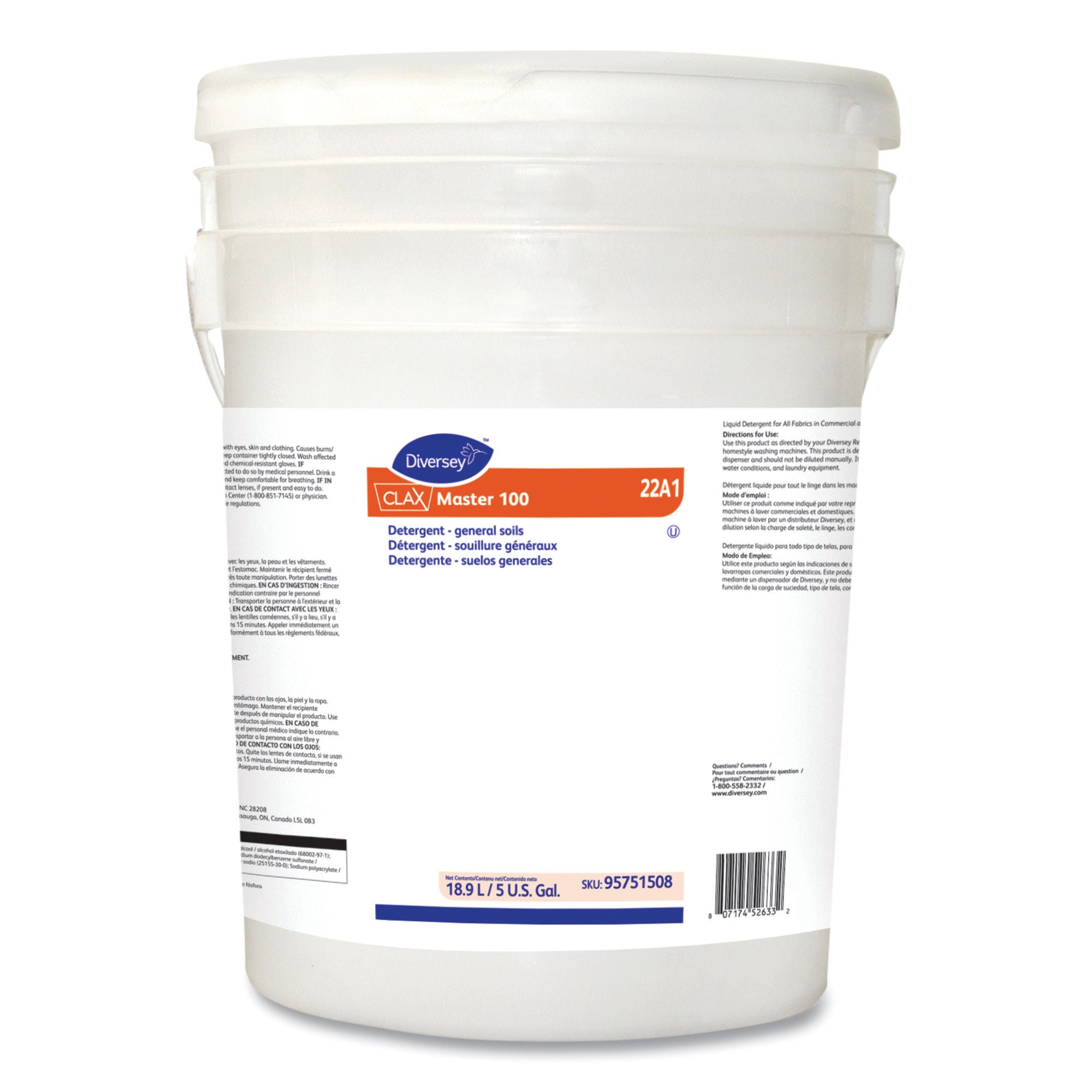 Essendant Co-United Stationers - DVS95751508 Laundry Detergent Diversey™ Clax® Master 100 5 gal. Pail Liquid Unscented