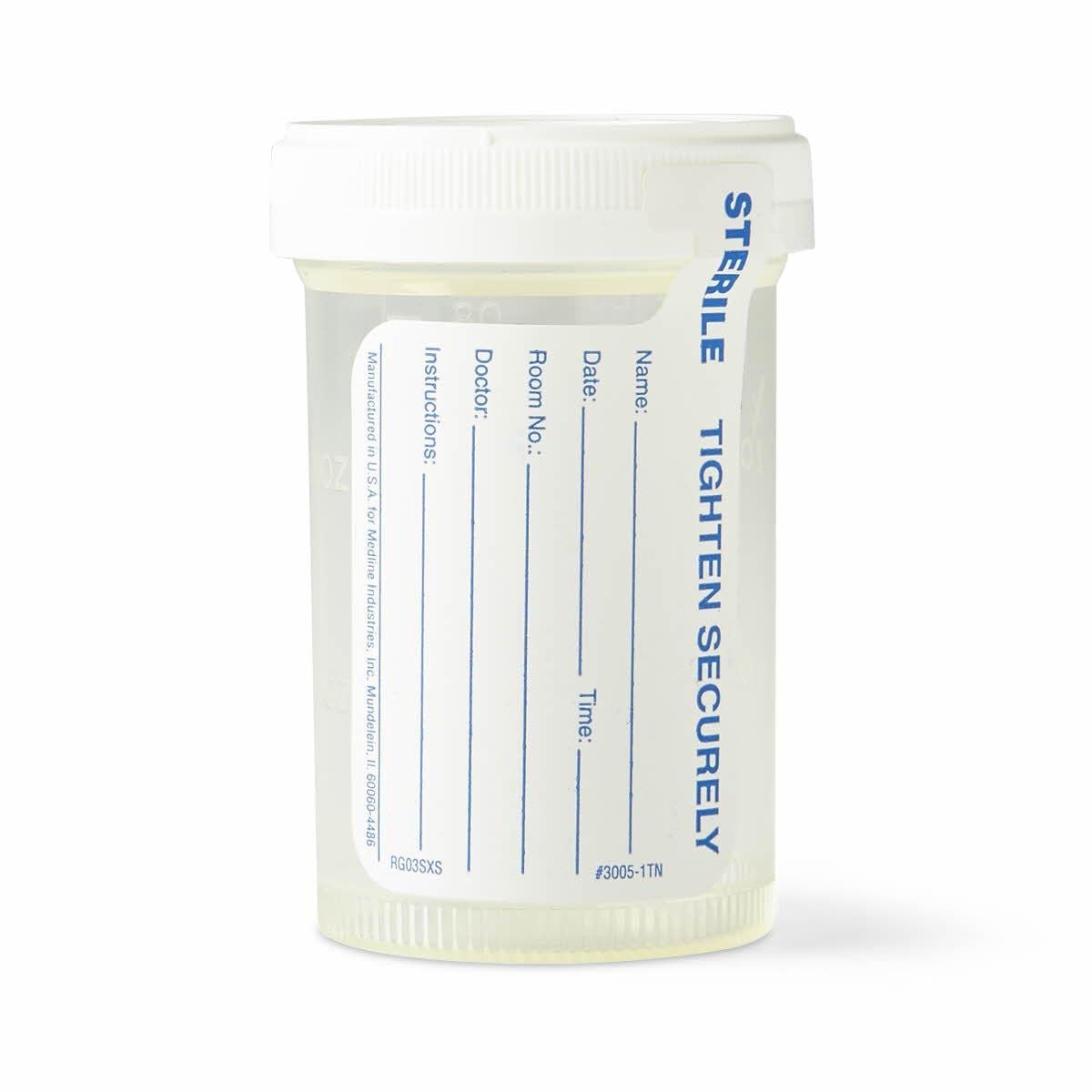 Medline - DYND30362 Specimen Container for Pneumatic Tube Systems Click-N-Close 90 mL (3 oz.) Screw Cap Patient Information Sterile Fluid Path