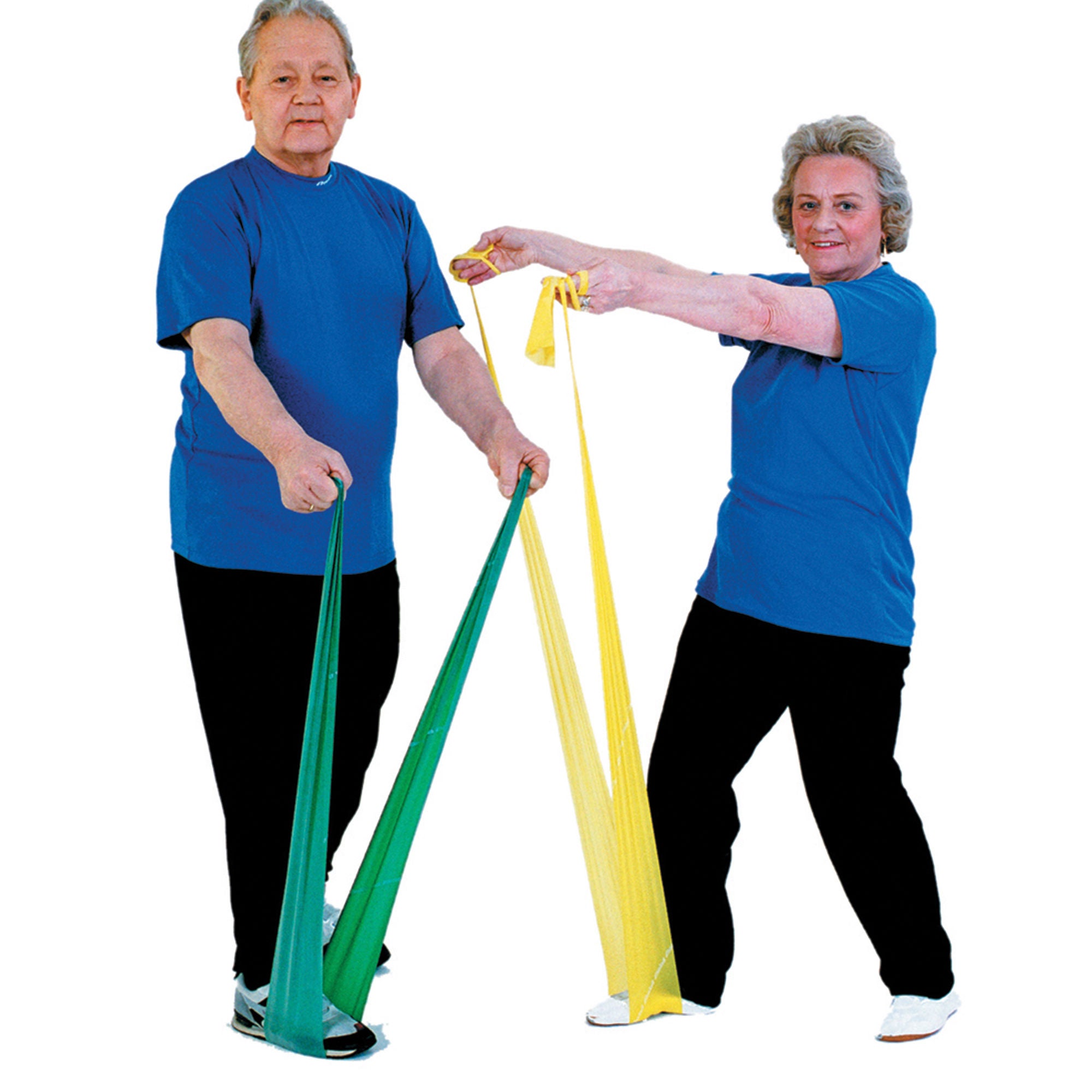 Fabrication Enterprises - 10-1218 Exercise Resistance Band Set TheraBand® Yellow / Red / Green / Blue / Black 5 Inch X 50 Yard X-Light to X-Heavy Resistance