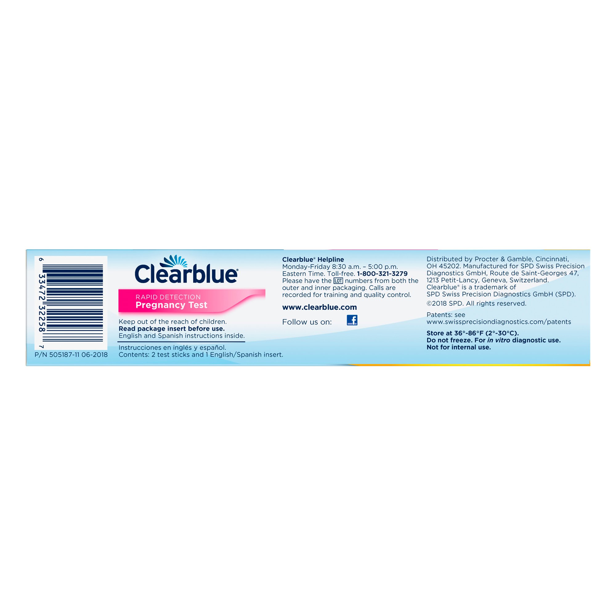 Procter & Gamble 63347232258 - Clearblue® hCG Pregnancy Home Device Reproductive Health Test Kit - 2/Box