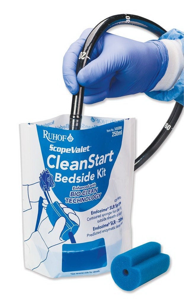 Ruhof Healthcare - 345EBK Endoscope Sponge Kit with Pre-Diluted Enzymatic Detergent ScopeValet™ CleanStart™ Tubular For Flexible and Rigid Instruments / Ready-to-Use