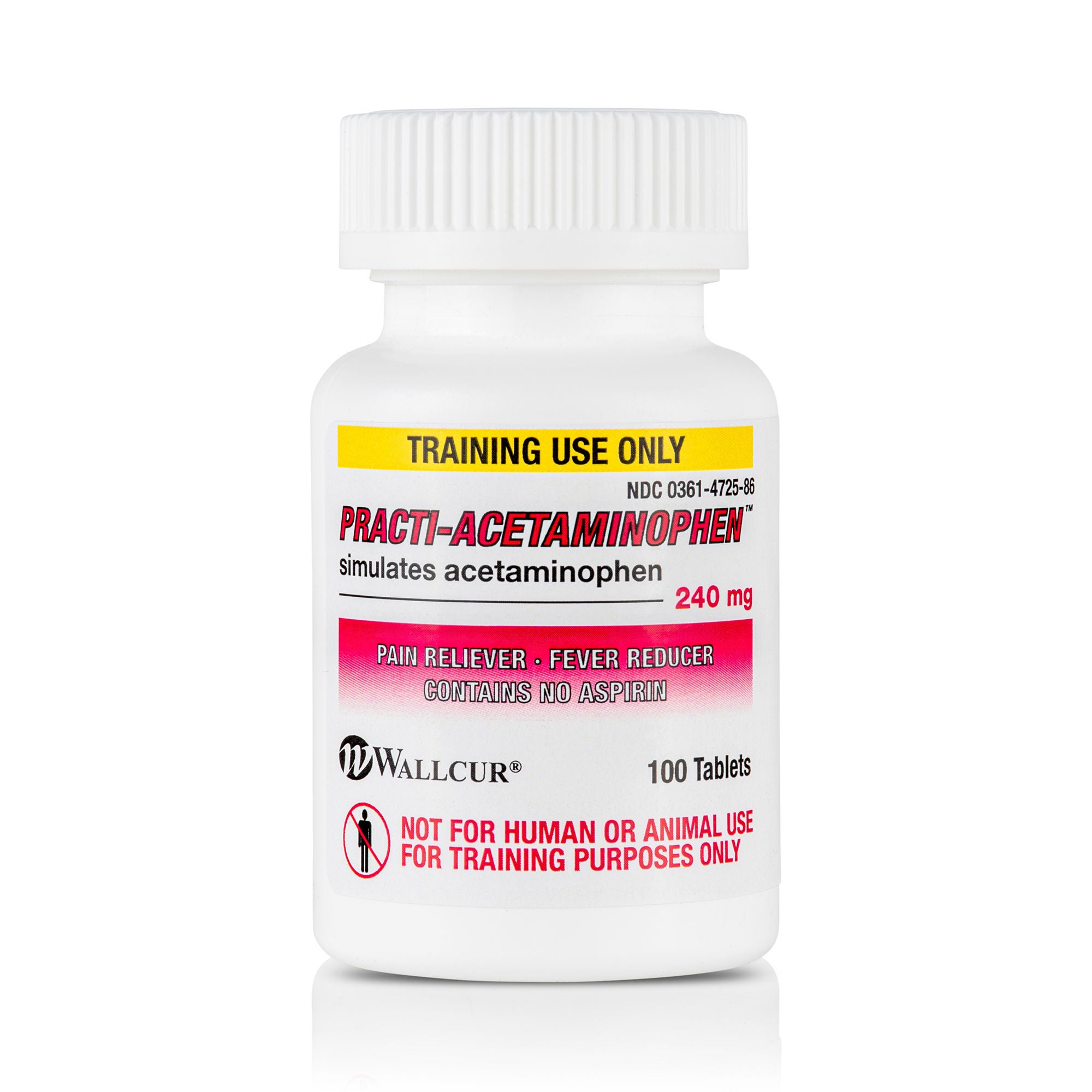 Wallcur - 677CM Clinical Training Medication Practi-Acetaminophen 240 mg™ Oral Med Tablet Bottle 240 mg per Tablet