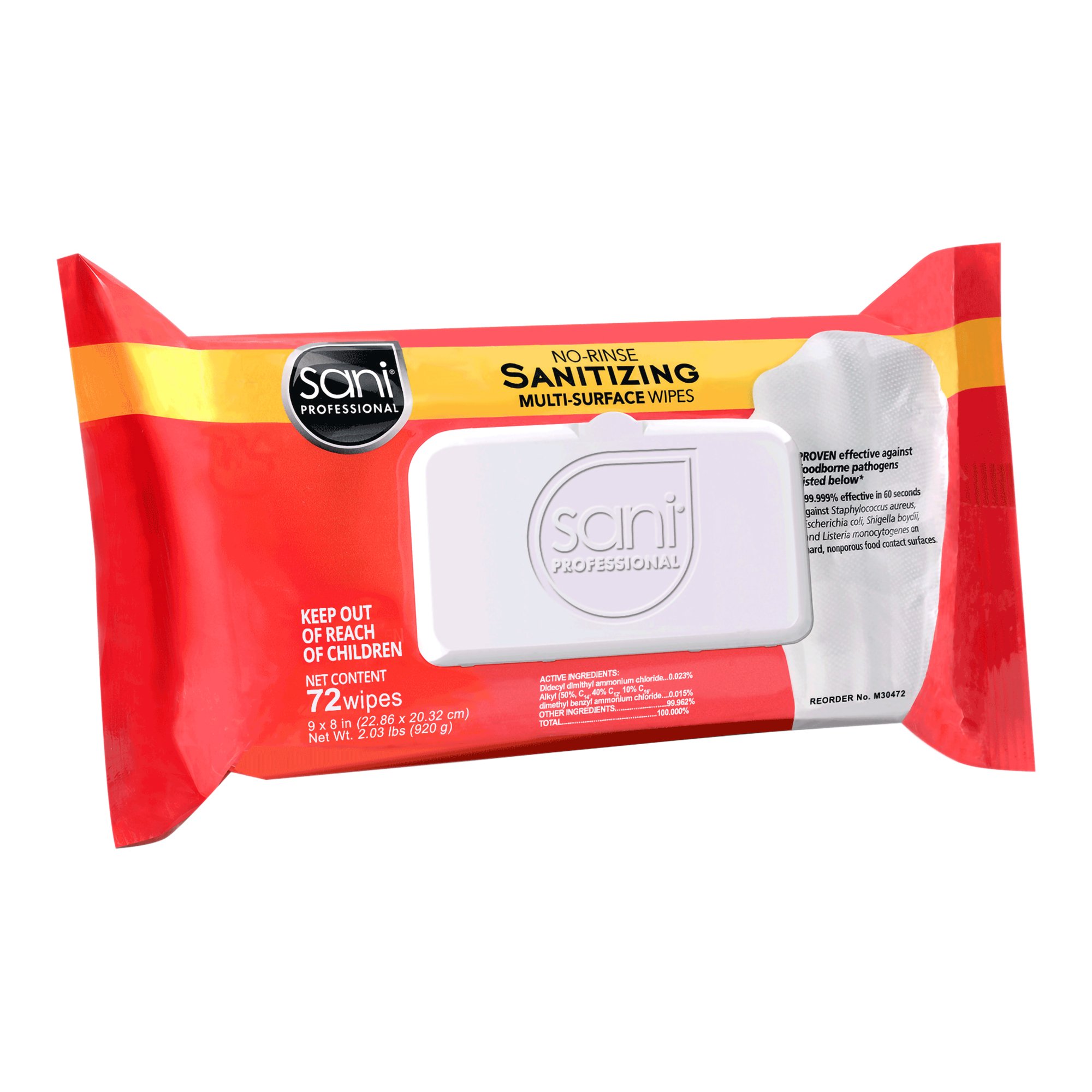 Professional Disposables M30472 - Sani Professional® Surface Disinfectant Cleaner Wipe, 8 x 9 Inch - 72/Pack, 864/Case