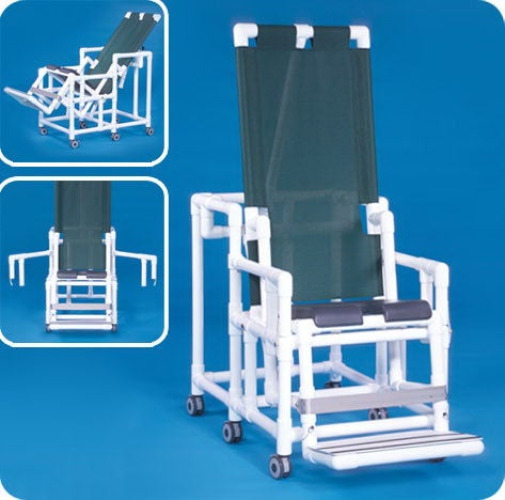 IPU - TSC001B Shower Chair ipu® Fixed Arms PVC Frame Reclining Mesh Backrest 26 Inch Seat Width 300 lbs. Weight Capacity