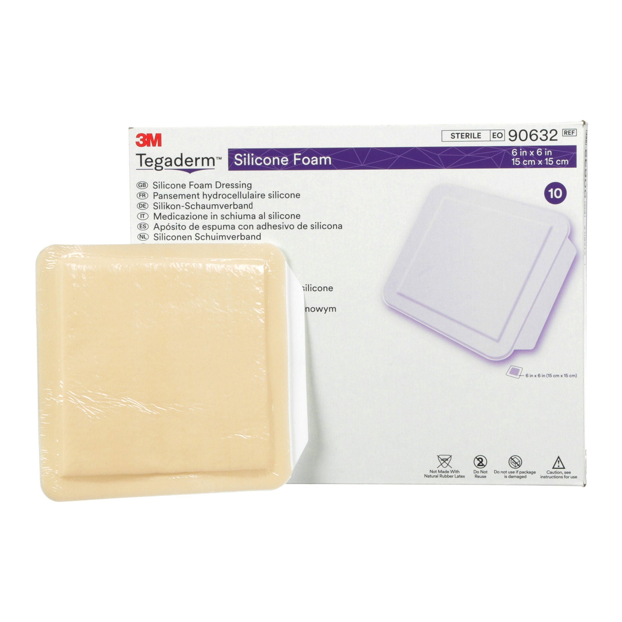 Solventum Corporation - 90631 Foam Dressing 3M™ Tegaderm™ 4 X 4-1/4 Inch Without Border Film Backing Silicone Face Square Sterile