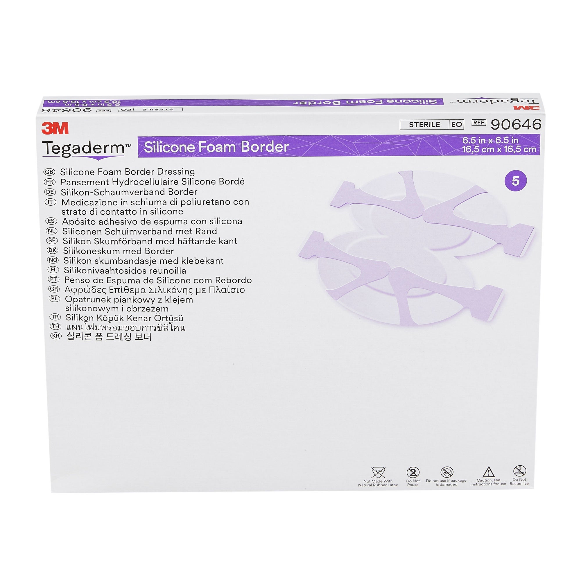 Solventum Corporation - 90646 Foam Dressing 3M™ Tegaderm™ 6-1/2 X 6-1/2 Inch With Border Film Backing Silicone Adhesive Heel / Contour Sterile