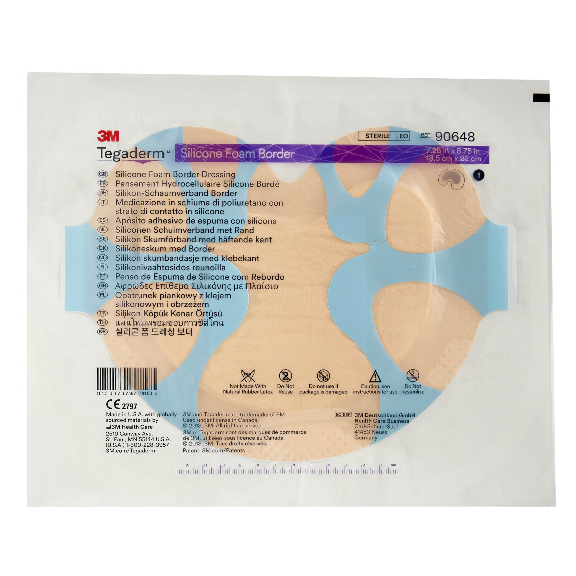 Solventum Corporation - 90648 Foam Dressing 3M™ Tegaderm™ 7-1/4 X 8-3/4 Inch With Border Film Backing Silicone Adhesive Sacral Sterile