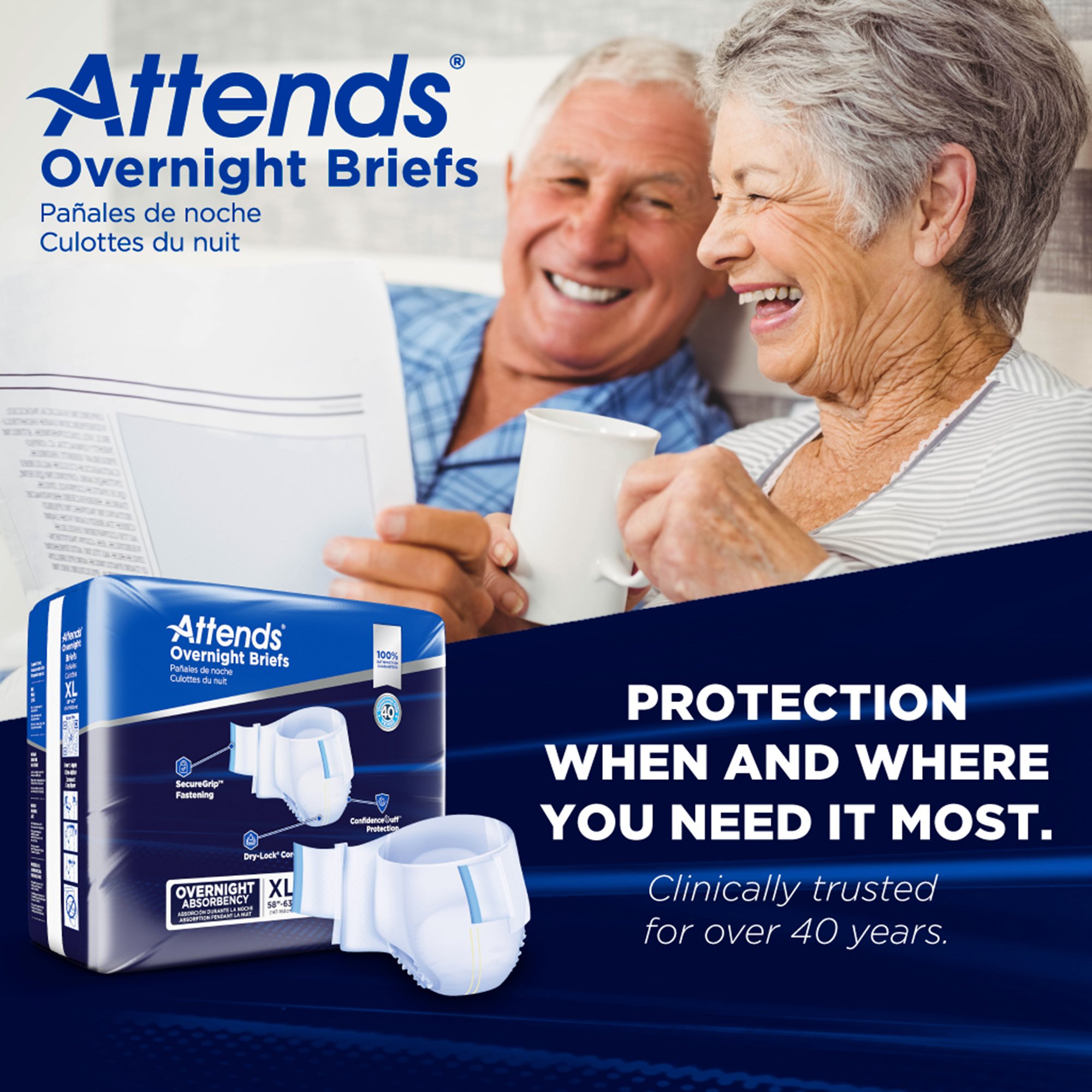 Attends Healthcare Products DDEW40 - Attends® Briefs with Overnight Protection, X-Large - 14/Bag, 56/Case