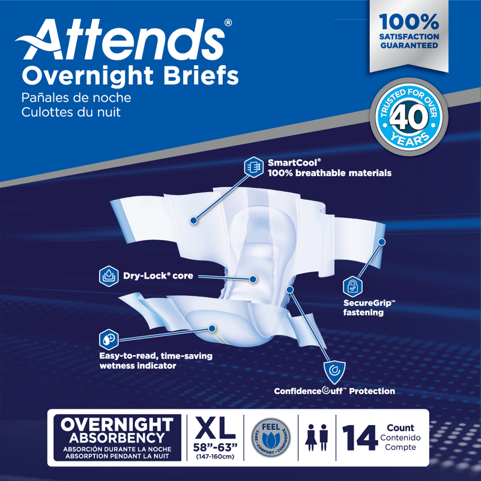 Attends Healthcare Products DDEW40 - Attends® Briefs with Overnight Protection, X-Large - 14/Bag, 56/Case