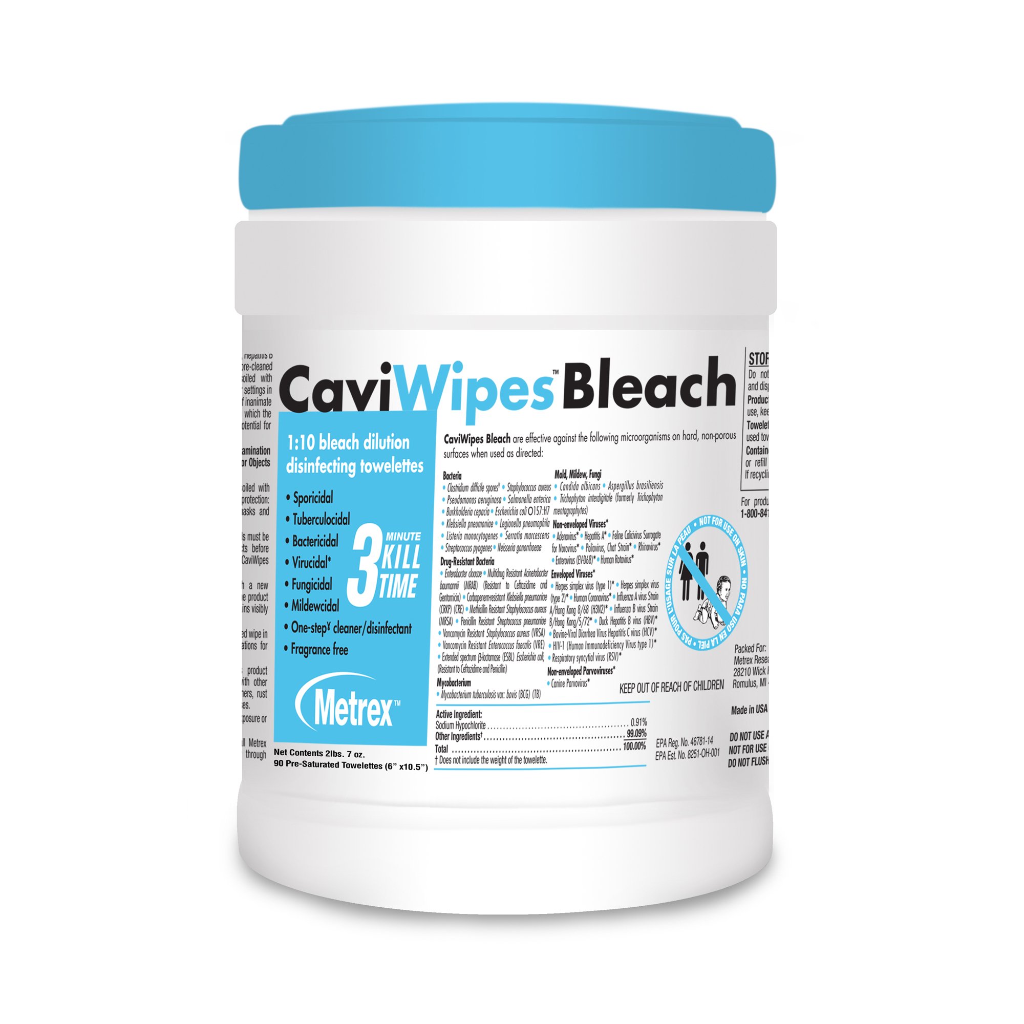 Metrex Research - 13-9100 CaviWipes® Bleach Disinfecting Wipes