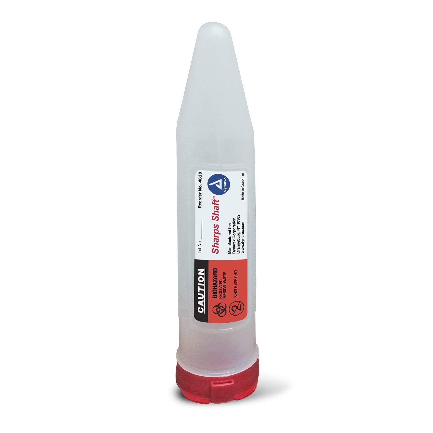 Dynarex - 4630 Pocket Shuttle Sharps Container Dynarex® Red Base 1.22 D X 6.37 L Inch Vertical Entry 6 Needles
