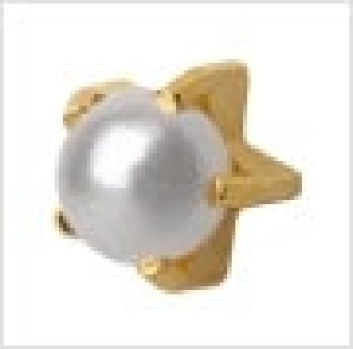 Medisystem - MS2053TP Ear Piercing Stud MediStuds® 24K Gold Plated Stainless Steel White Pearl Tiffany Mount