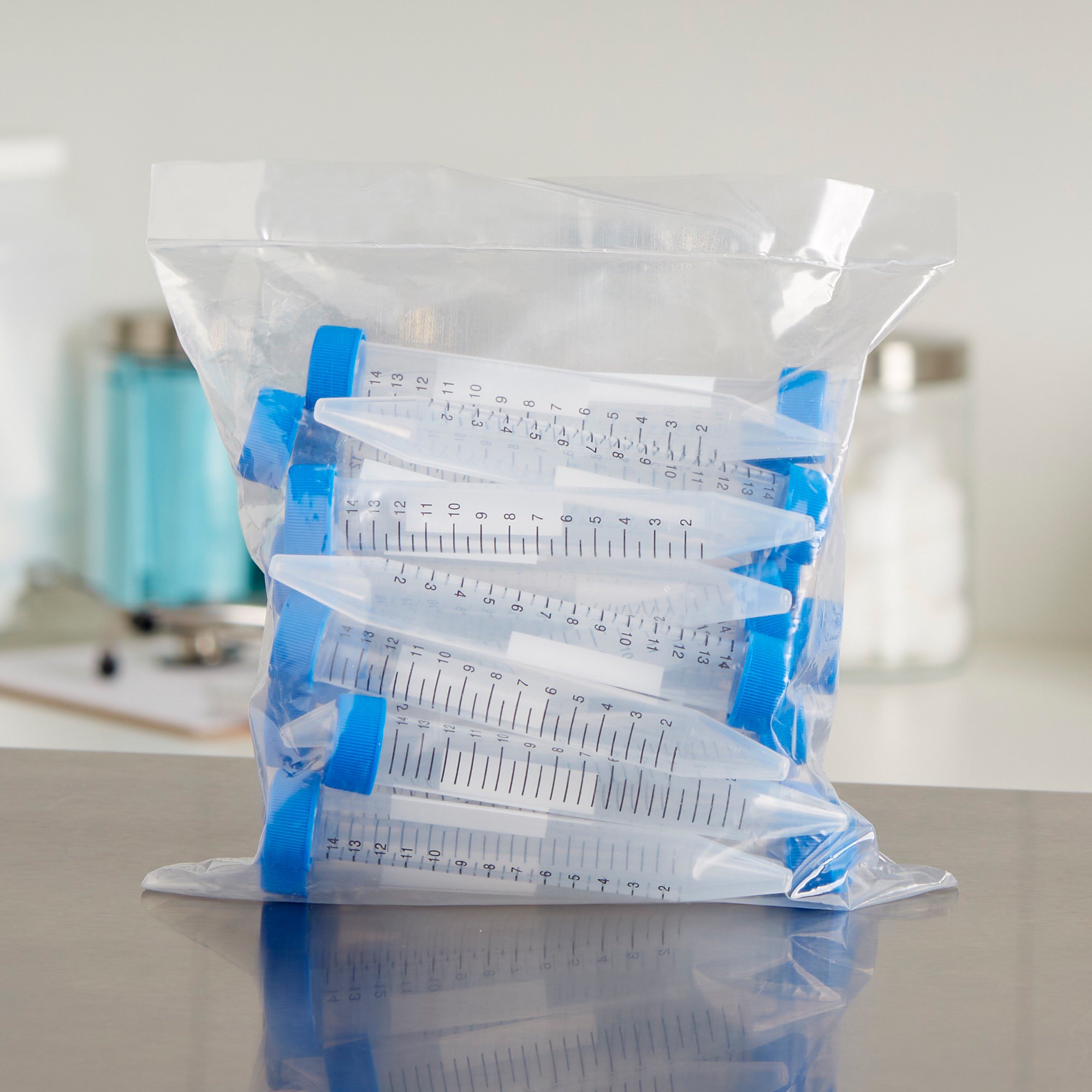 McKesson Brand 177-6285 - McKesson Centrifuge Tube, 15 mL, 17 x 120 mm, Blue Screw Cap - 25/Bag, 500/Case