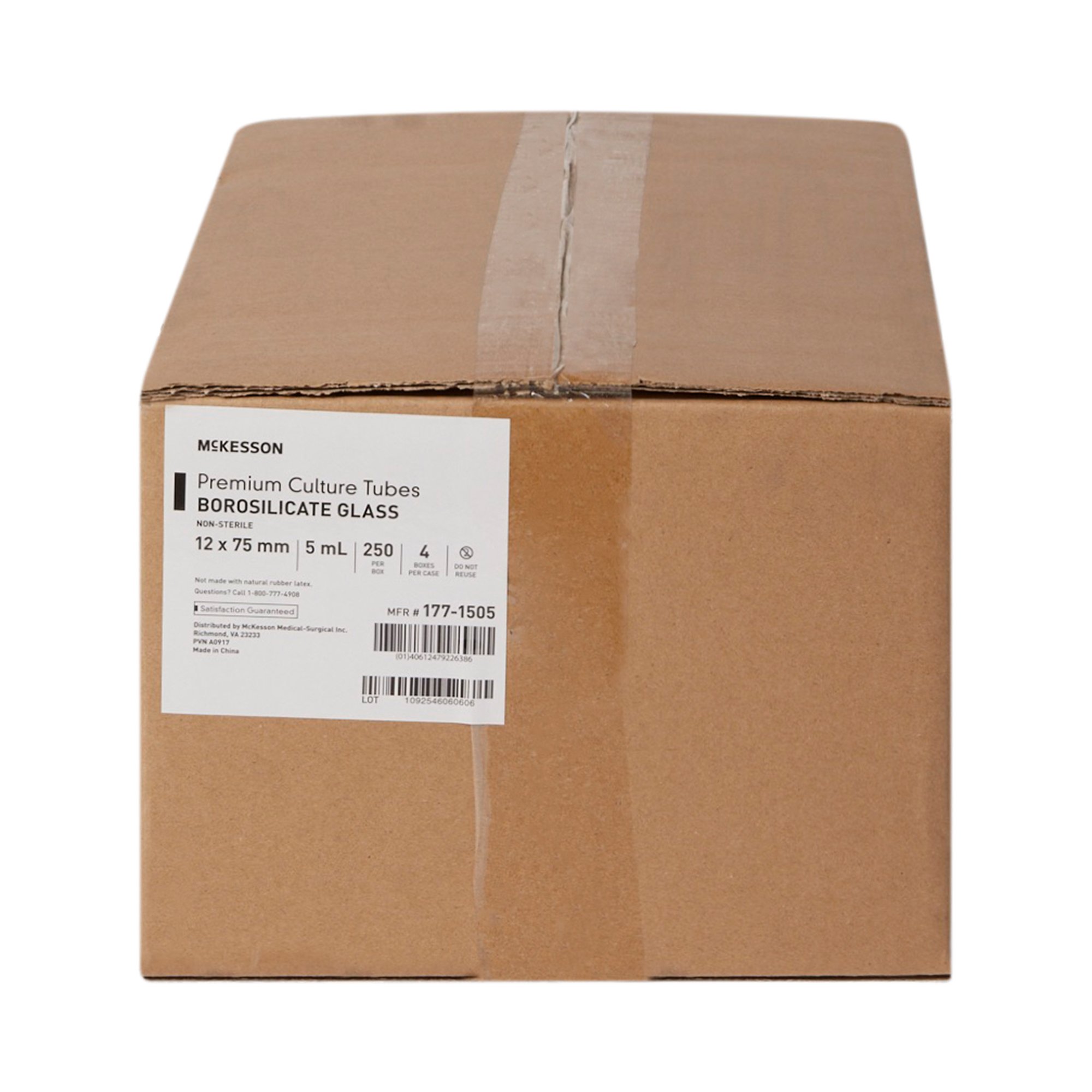 McKesson Brand 177-1505 - McKesson Round Bottom Glass Test Tube, 5 mL, 12 x 75 mm - 250/Box, 1000/Case