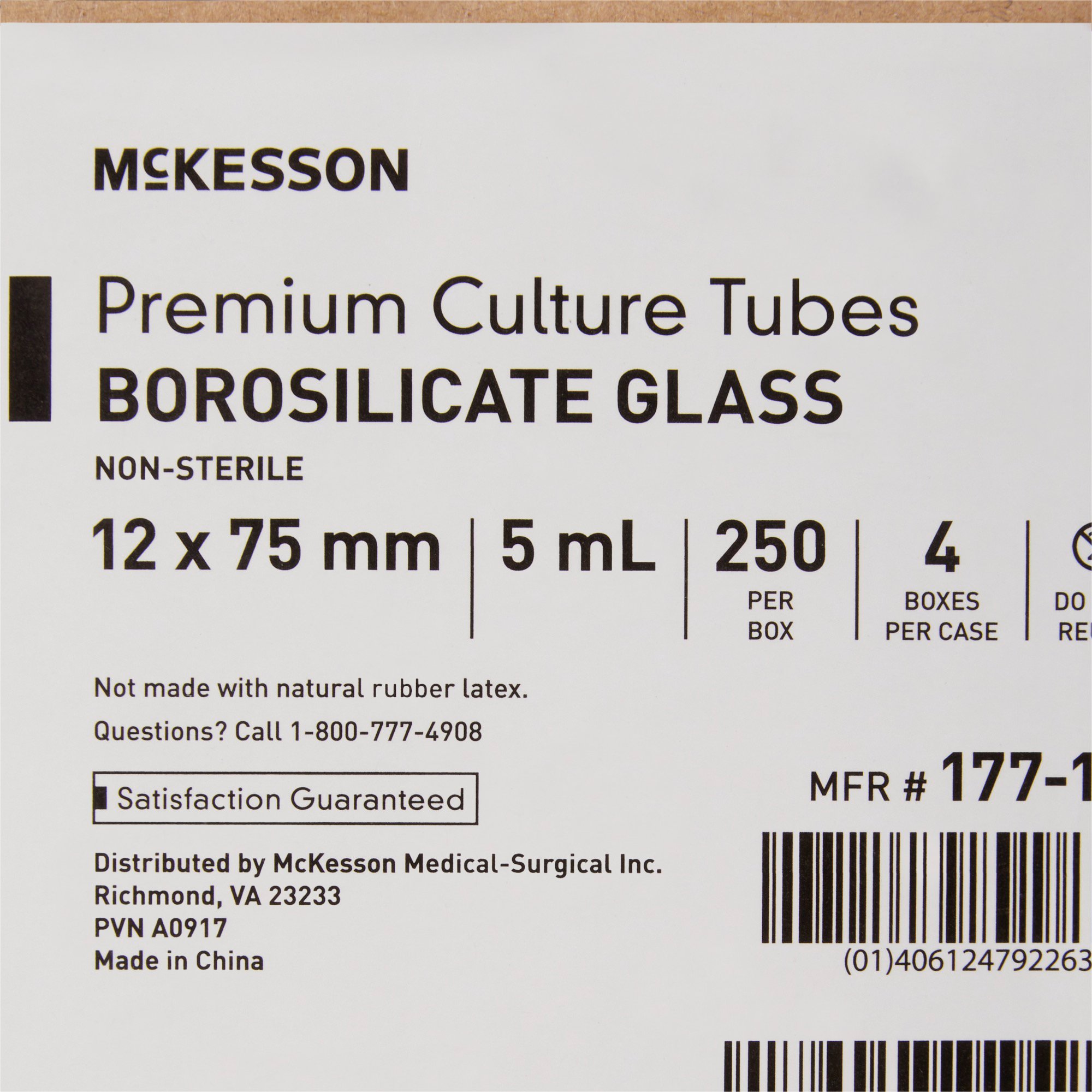 McKesson Brand 177-1505 - McKesson Round Bottom Glass Test Tube, 5 mL, 12 x 75 mm - 250/Box, 1000/Case