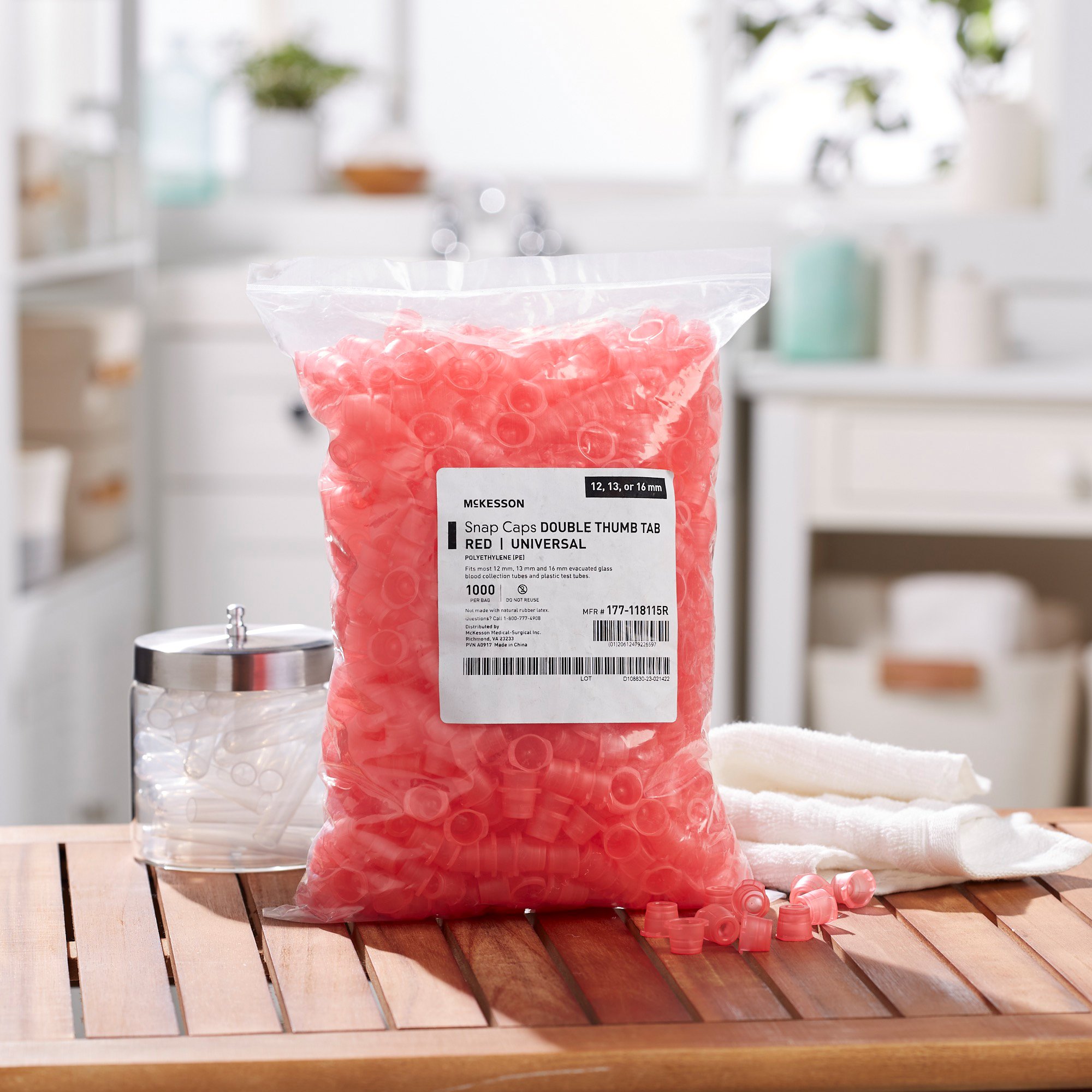 McKesson Brand 177-118115R - McKesson Red Tube Closure, 12, 13 and 16 mm - 1000/Bag