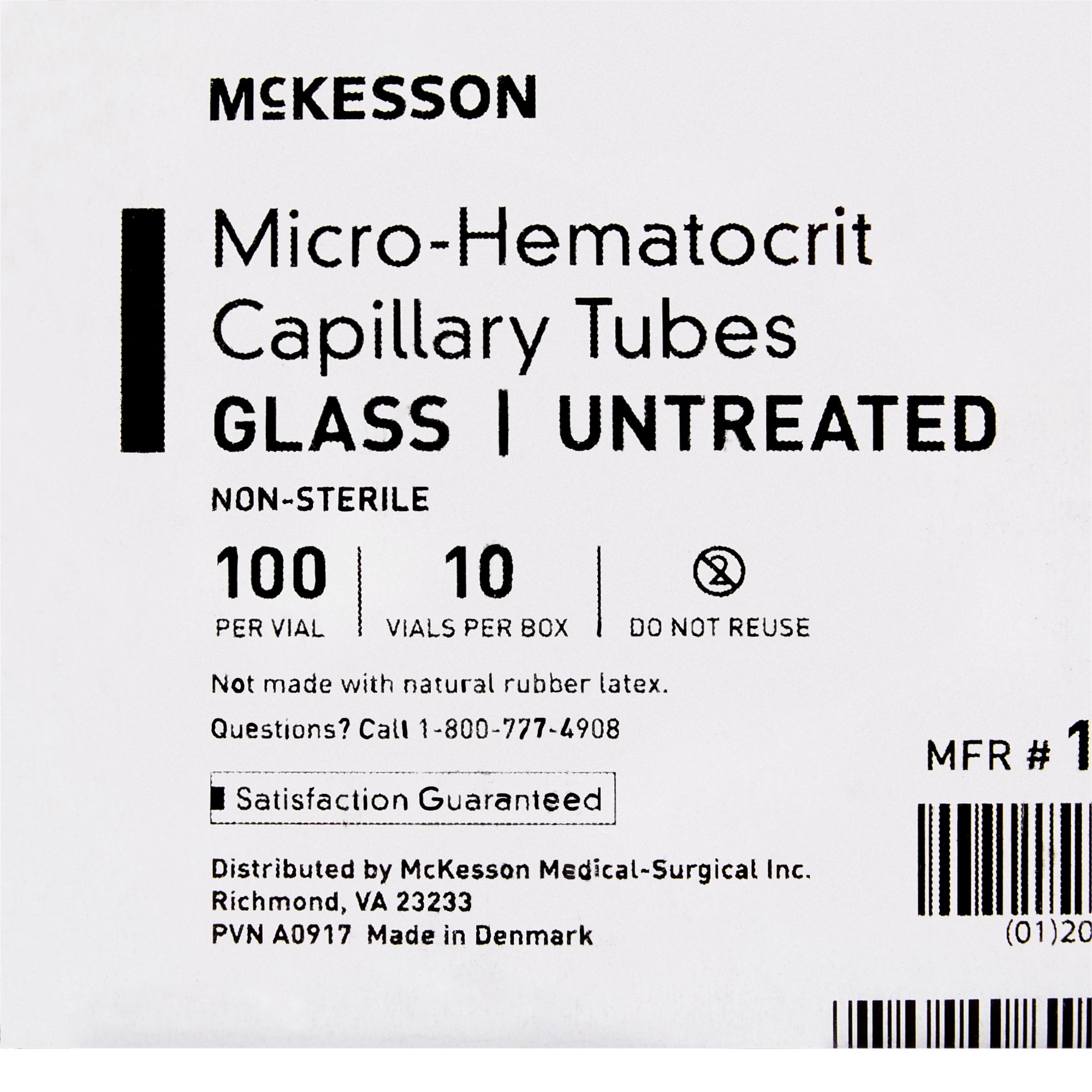 McKesson Brand 177-51602 - McKesson Capillary Blood Collection Tube, 75 µL, 1.1 x 75 mm - 100/Vial, 1000/Box