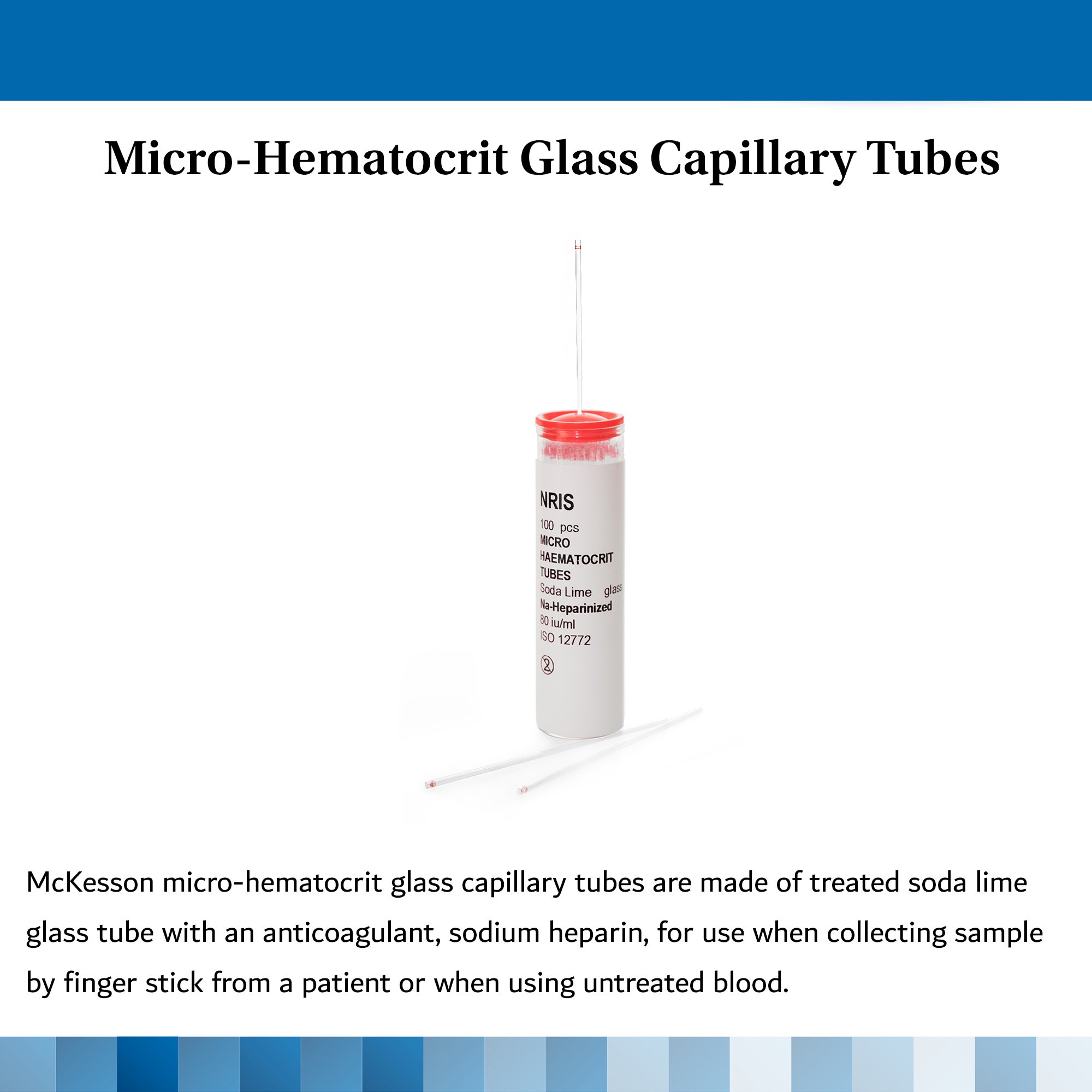 McKesson Brand 177-51613 - McKesson Capillary Blood Collection Tube, 75 µL, 1.1 x 75 mm - 100/Vial, 1000/Box