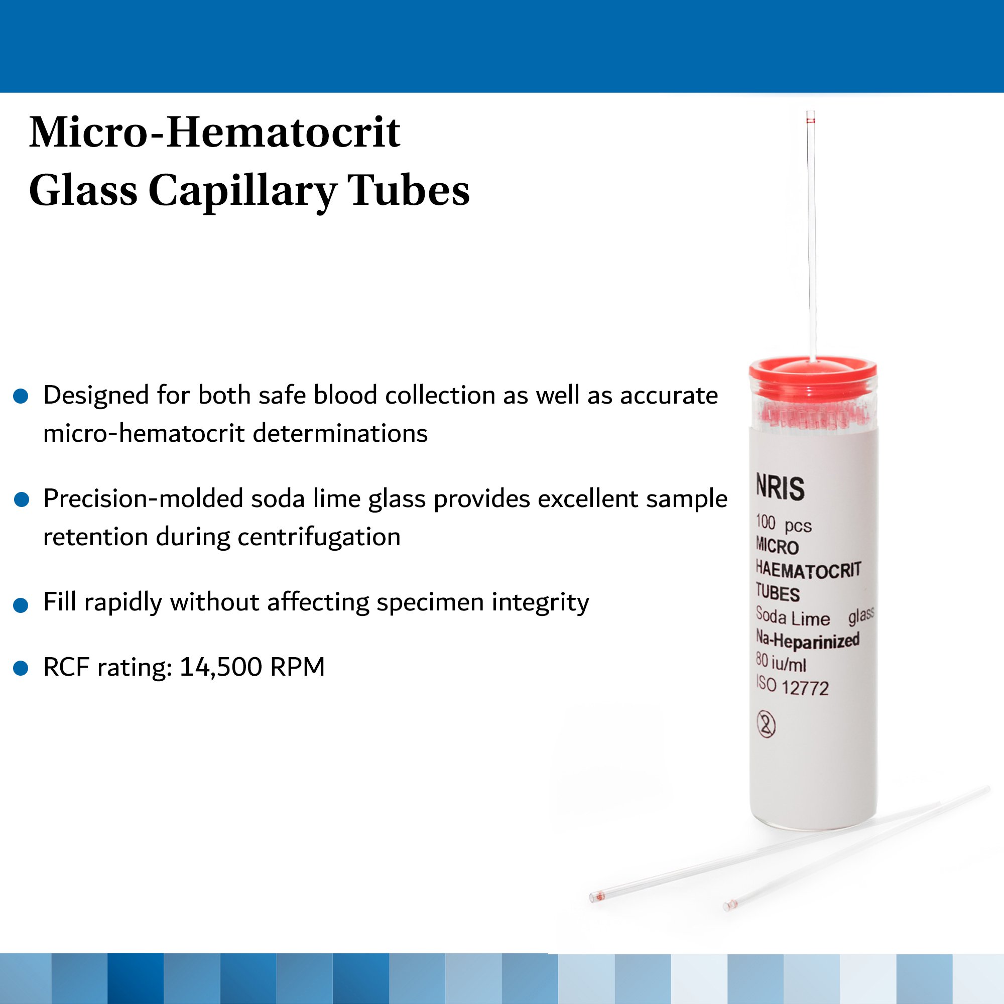 McKesson Brand 177-51613 - McKesson Capillary Blood Collection Tube, 75 µL, 1.1 x 75 mm - 100/Vial, 1000/Box