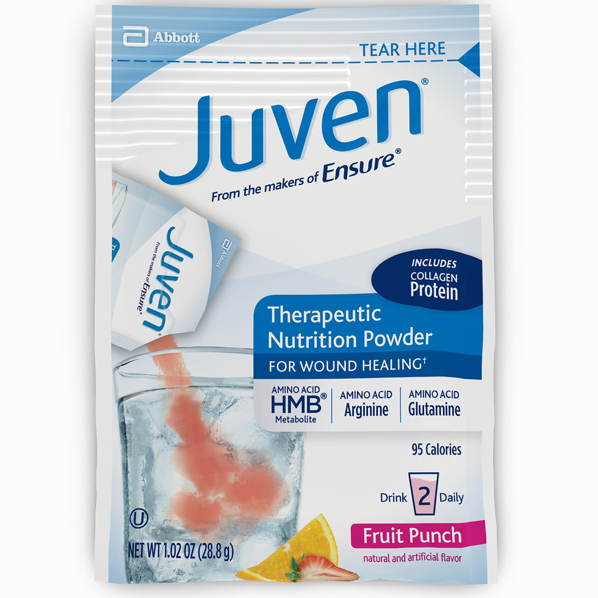 Abbott Nutrition 66680 - Juven® Fruit Punch Therapeutic Nutrition Powder for Wound Healing - 1/Each, 30/Box, 180/Case
