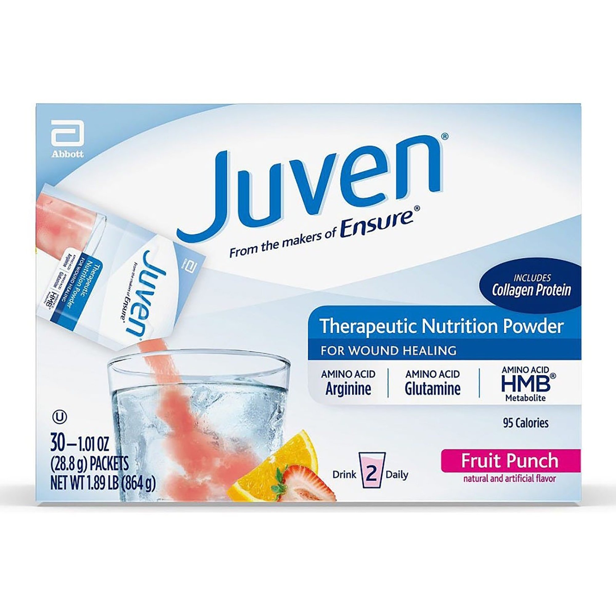Abbott Nutrition 66680 - Juven® Fruit Punch Therapeutic Nutrition Powder for Wound Healing - 1/Each, 30/Box, 180/Case