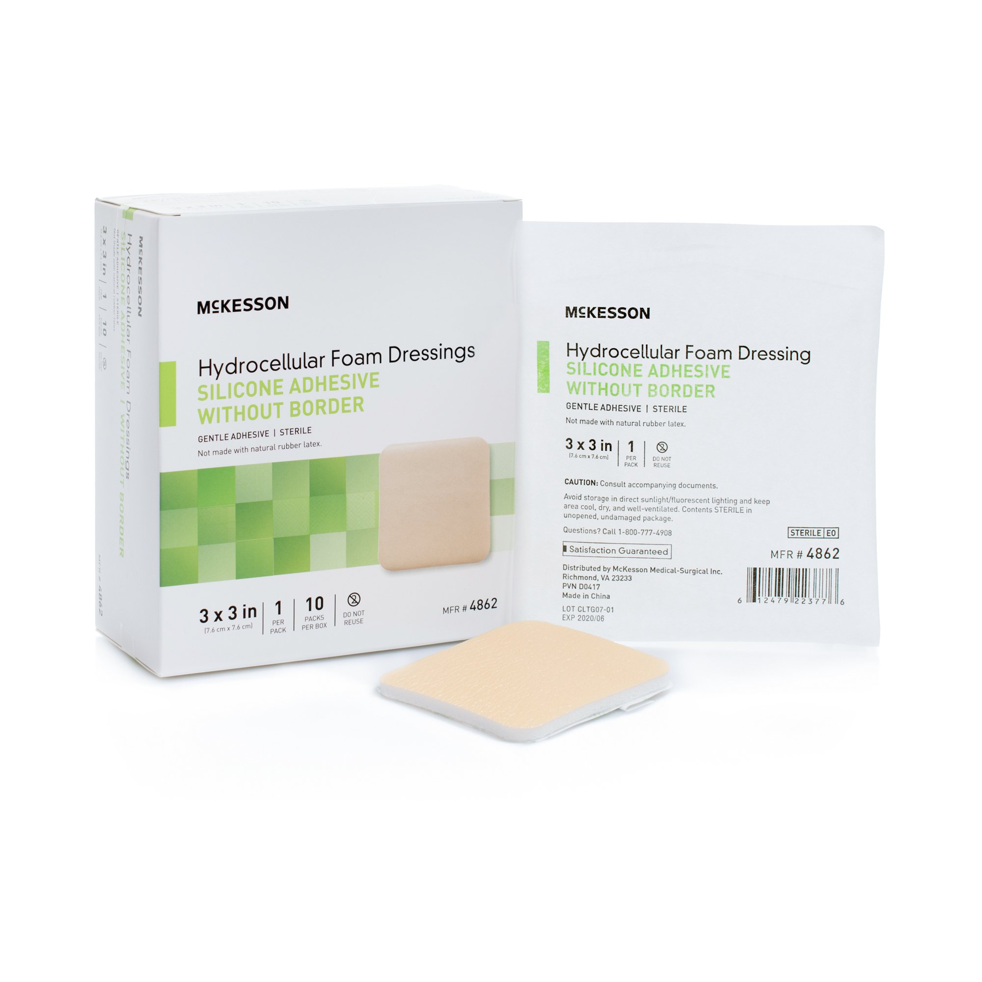 McKesson Brand - 4862 McKesson Silicone Gel Adhesive without Border Silicone Foam Dressing