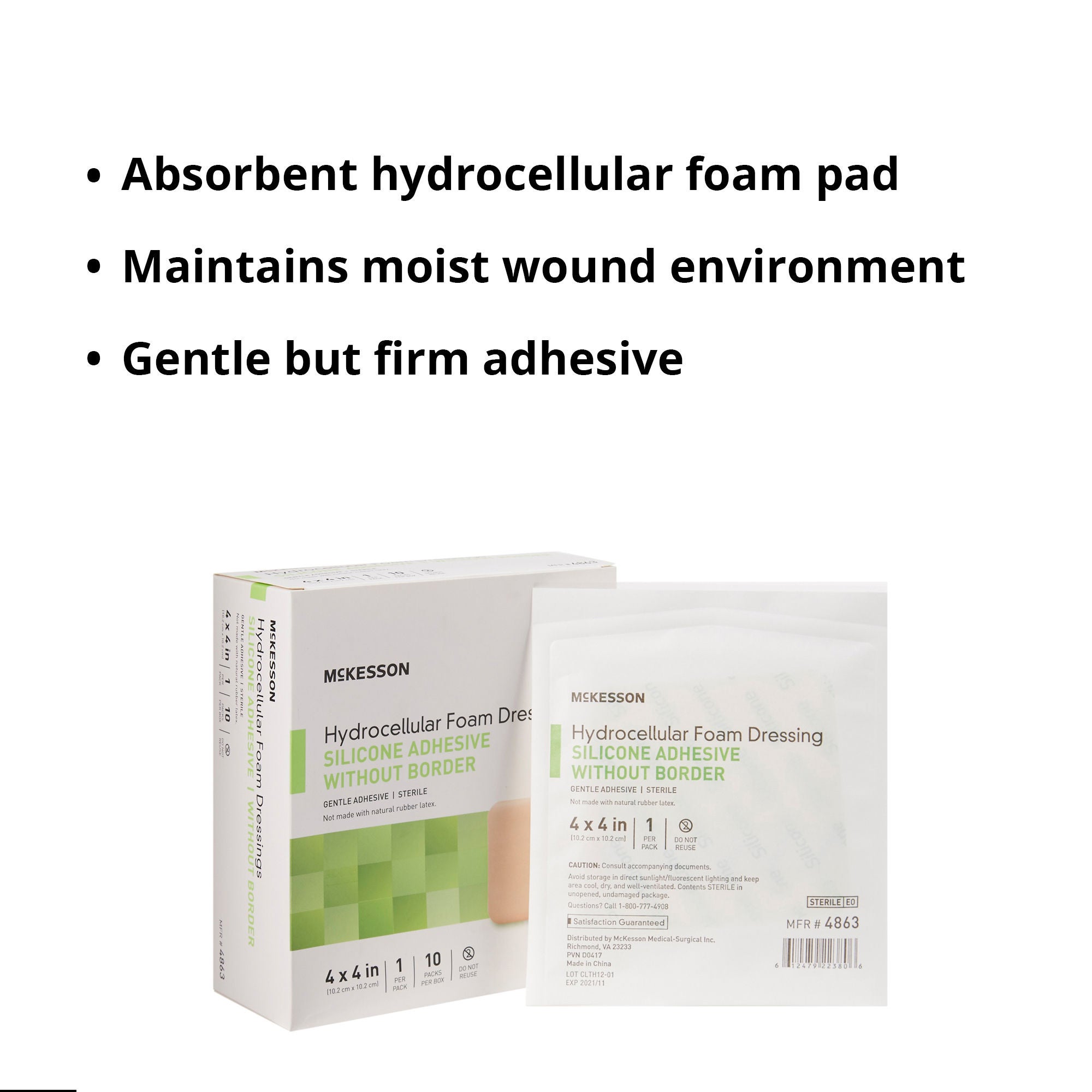 McKesson Brand - 4863 McKesson Silicone Gel Adhesive without Border Silicone Foam Dressing