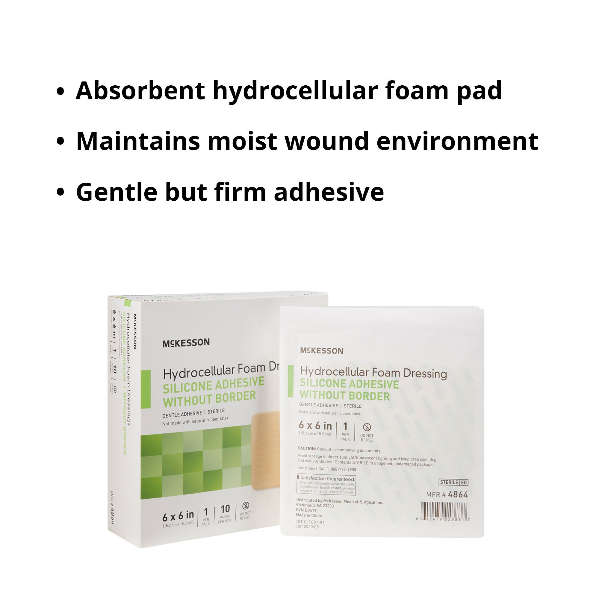 McKesson Brand - 4864 McKesson Silicone Gel Adhesive without Border Silicone Foam Dressing