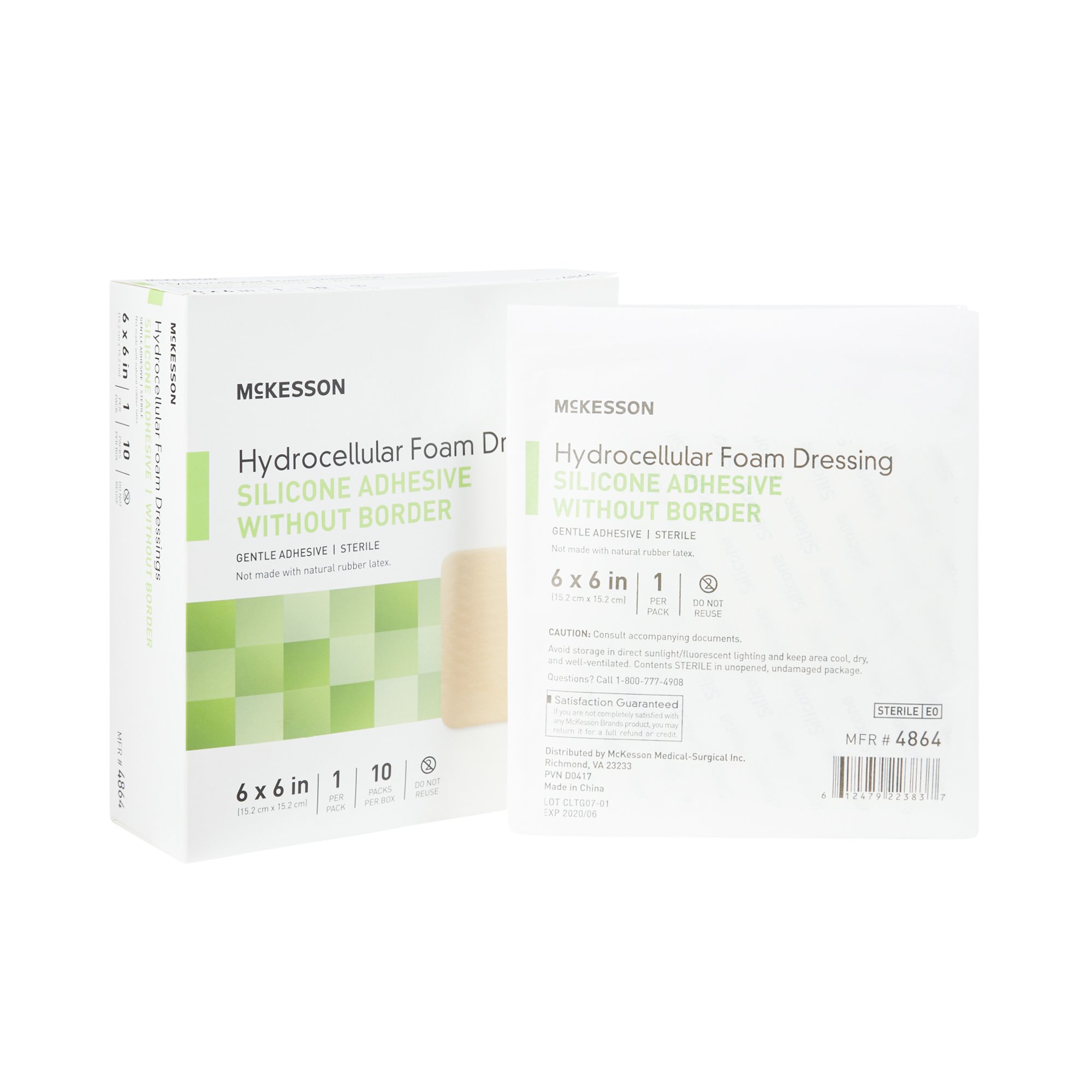 McKesson Brand - 4864 McKesson Silicone Gel Adhesive without Border Silicone Foam Dressing
