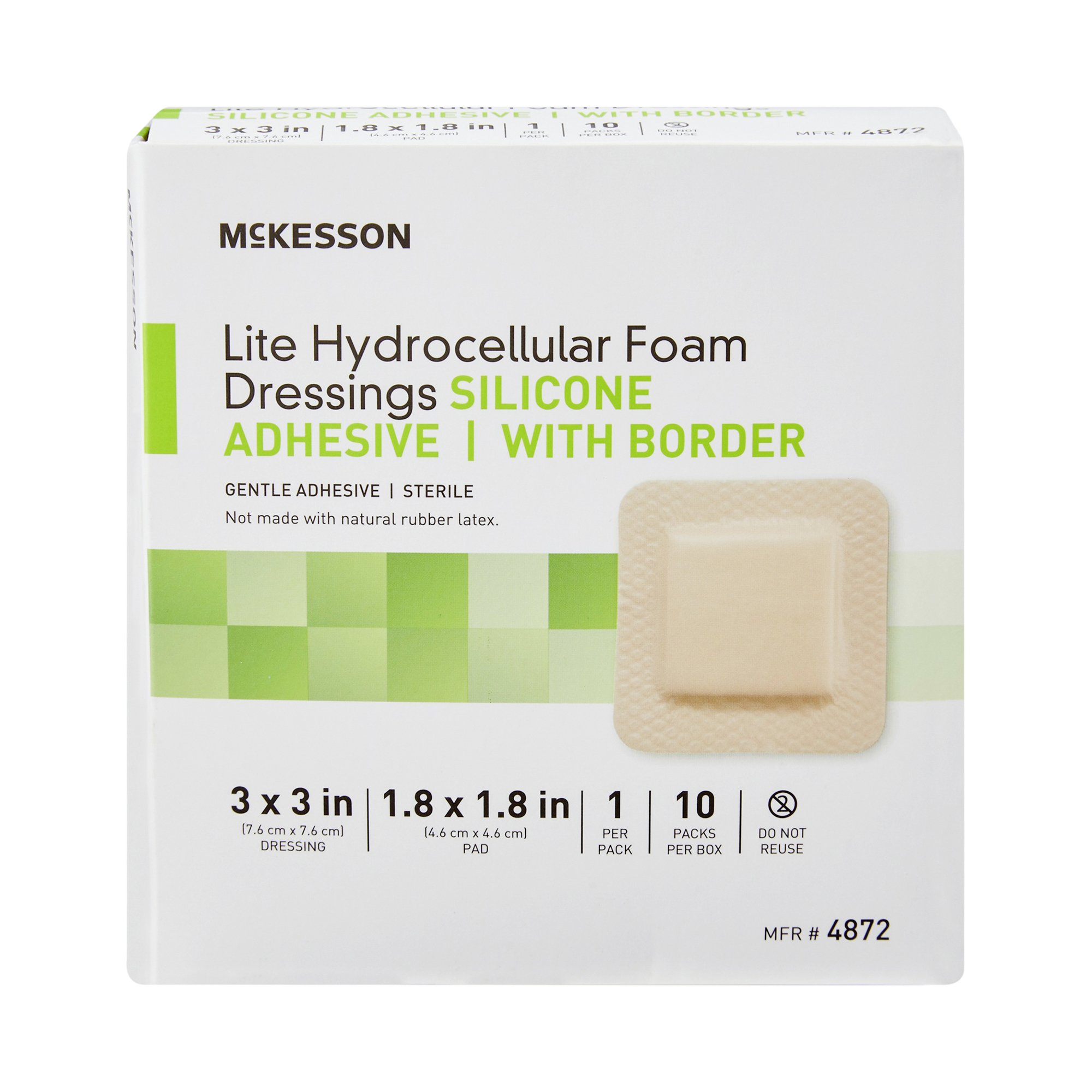 McKesson Brand - 4872 McKesson Lite Hydrocellular Foam Dressings w/ Border & Silicone Adhesive