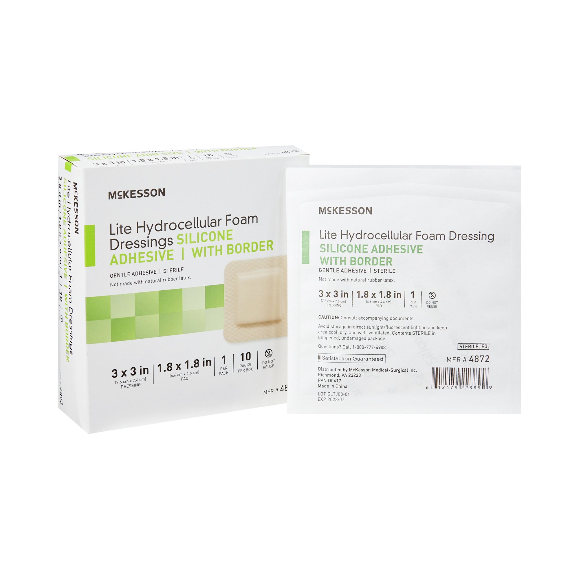 McKesson Brand - 4872 McKesson Lite Hydrocellular Foam Dressings w/ Border & Silicone Adhesive