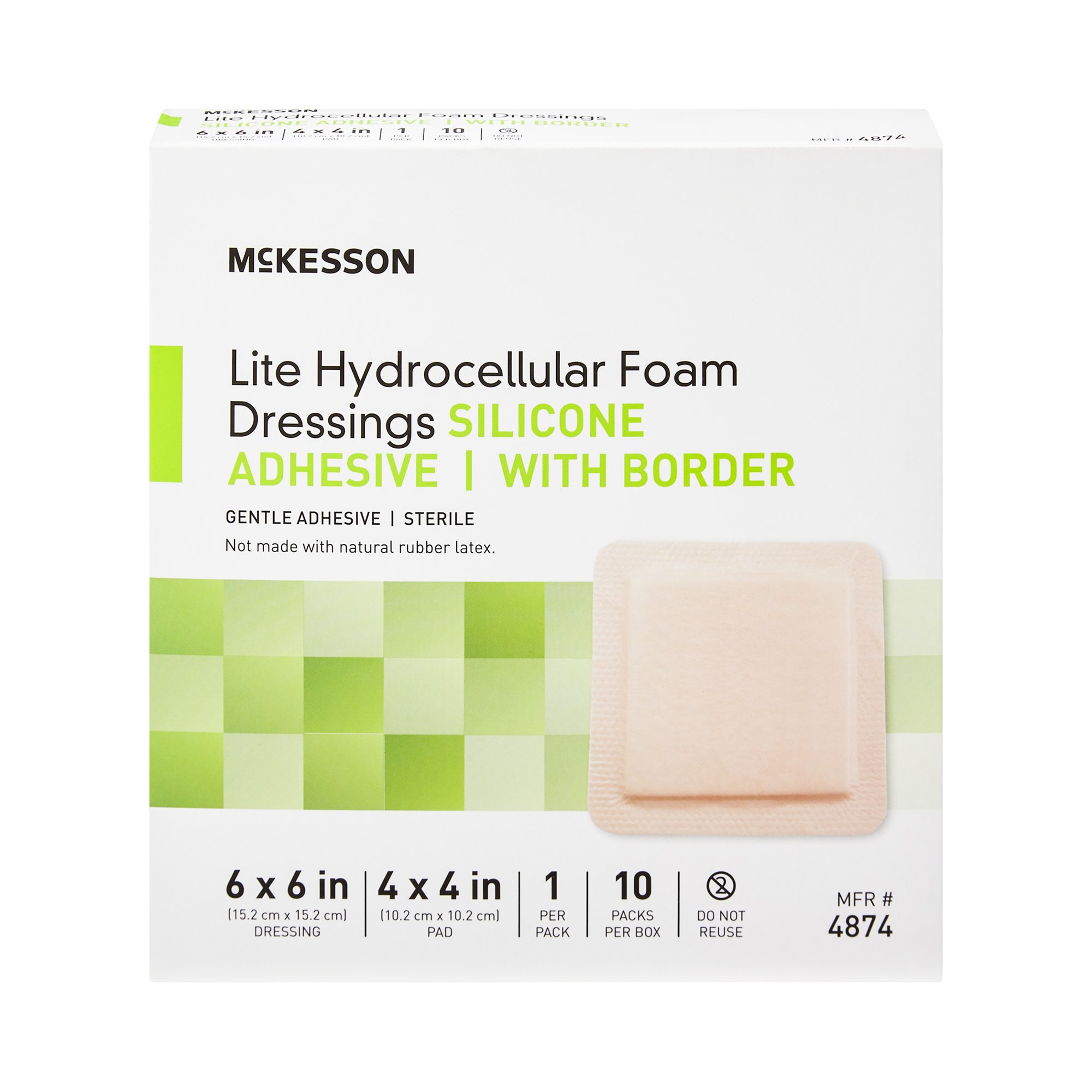 McKesson Brand - 4874 McKesson Lite Hydrocellular Foam Dressings w/ Border & Silicone Adhesive
